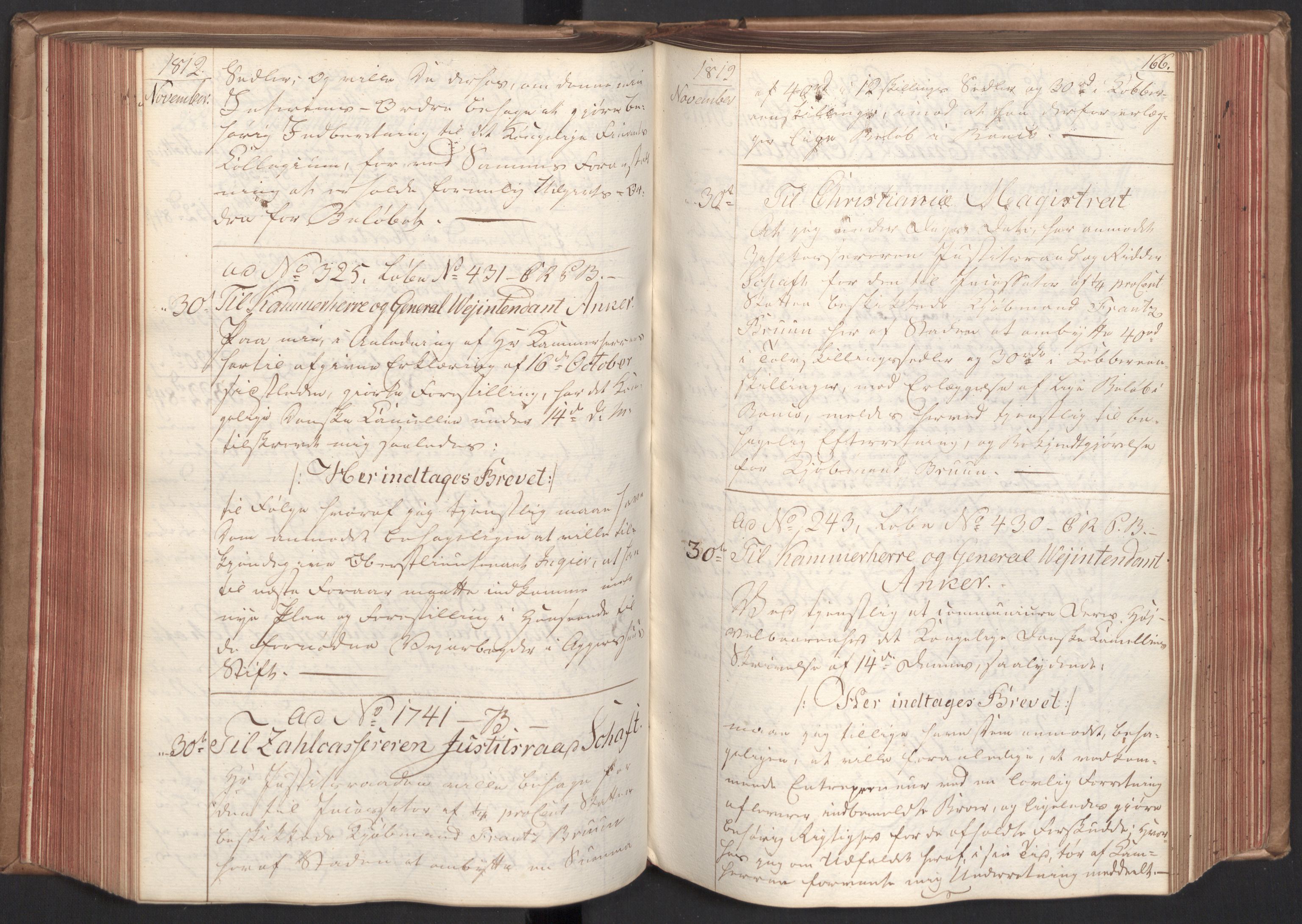 Stattholderembetet 1810-1814, 2. kontor (Kontor B), AV/RA-EA-5432/Bc/L0002: Korrespondanseprotokoll, 1812-1813, s. 165b-166a