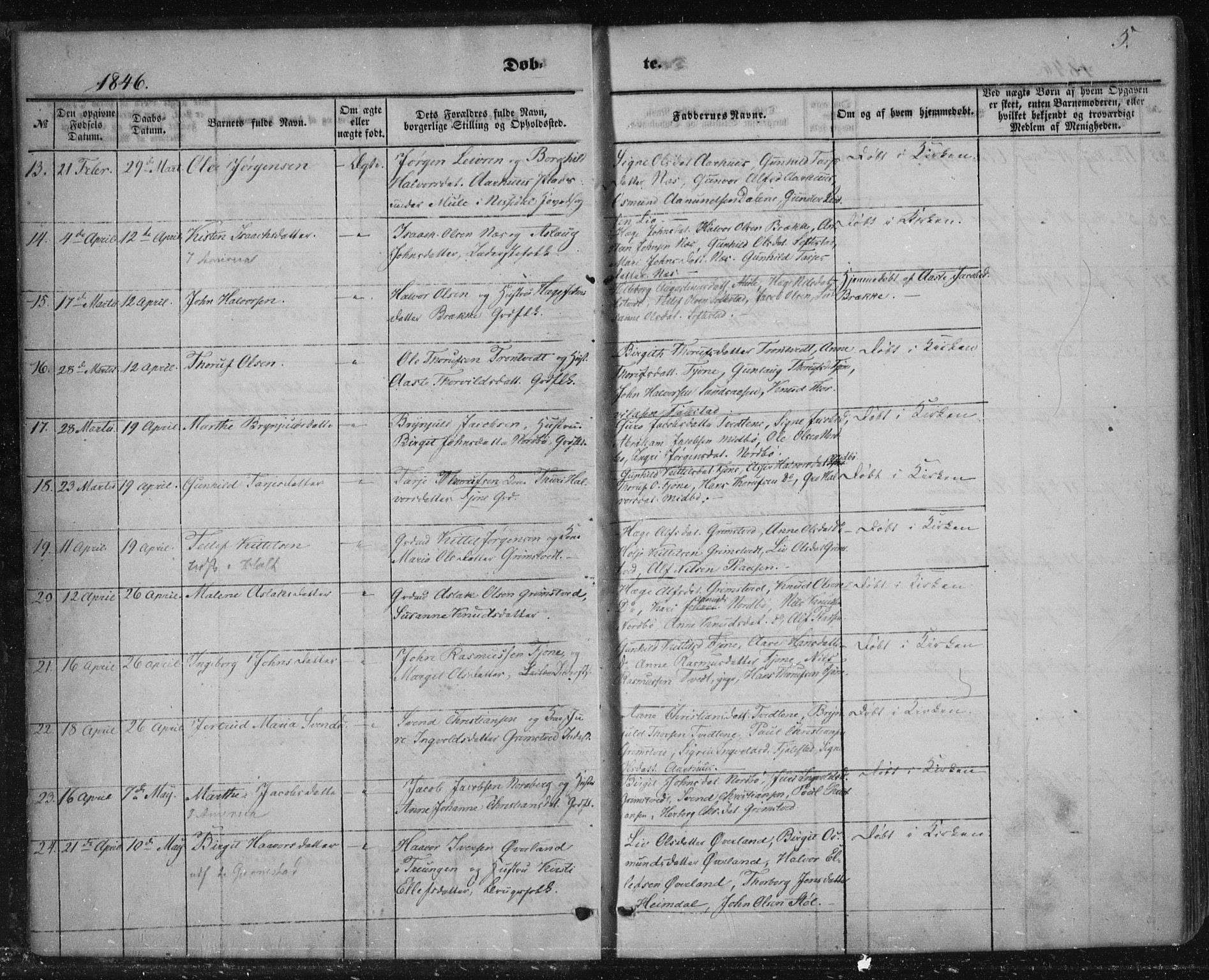 Nissedal kirkebøker, AV/SAKO-A-288/F/Fa/L0003: Ministerialbok nr. I 3, 1846-1870, s. 4-5