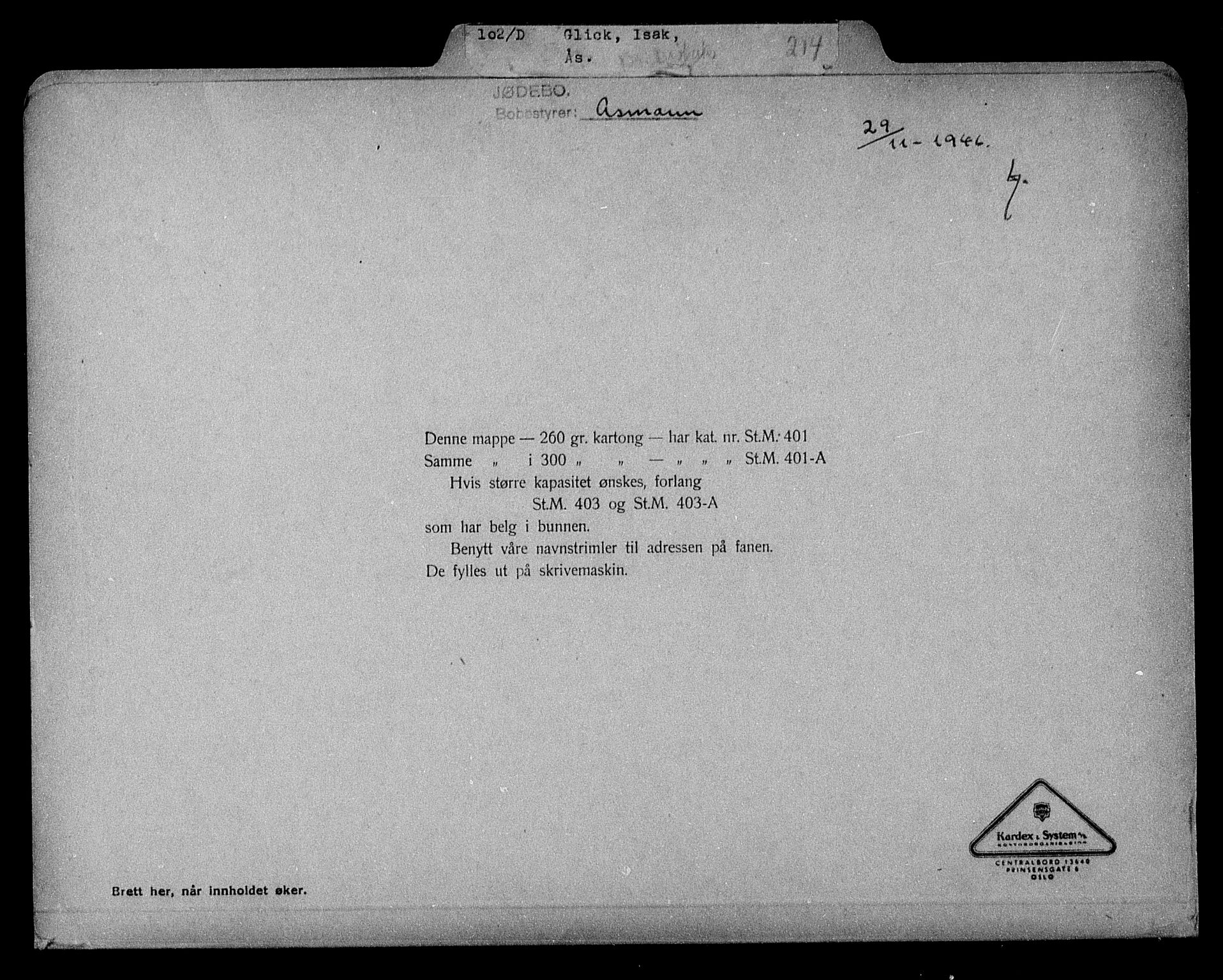 Justisdepartementet, Tilbakeføringskontoret for inndratte formuer, RA/S-1564/H/Hc/Hcc/L0938: --, 1945-1947, s. 2