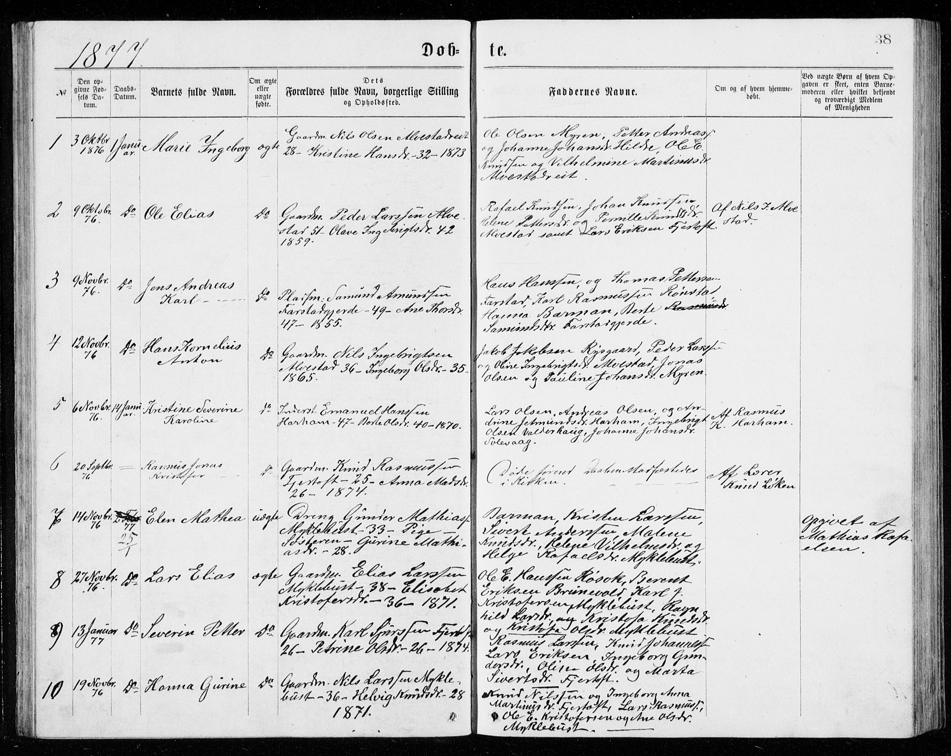 Ministerialprotokoller, klokkerbøker og fødselsregistre - Møre og Romsdal, AV/SAT-A-1454/536/L0509: Klokkerbok nr. 536C04, 1871-1881, s. 38