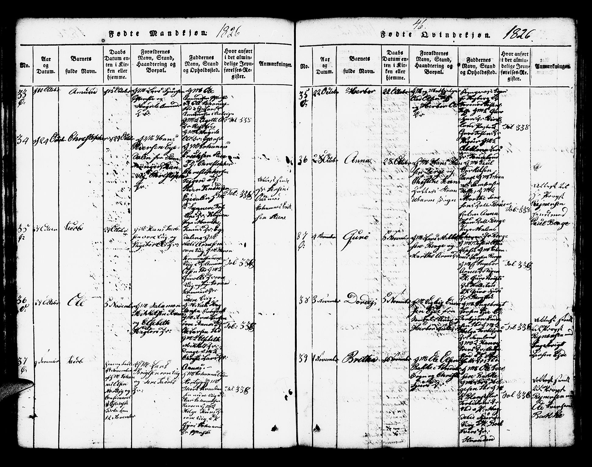 Kvam sokneprestembete, AV/SAB-A-76201/H/Haa: Ministerialbok nr. A 6, 1818-1832, s. 46