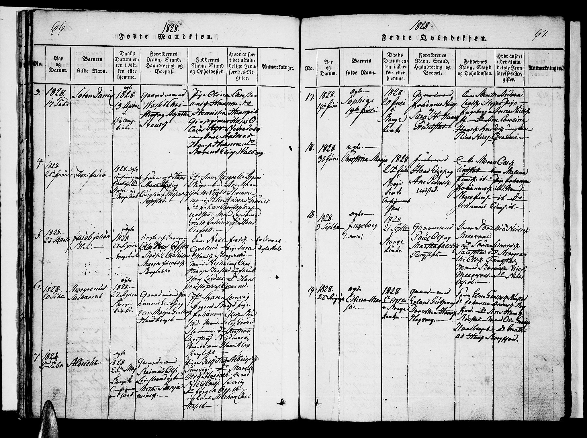 Ministerialprotokoller, klokkerbøker og fødselsregistre - Nordland, AV/SAT-A-1459/880/L1130: Ministerialbok nr. 880A04, 1821-1843, s. 66-67