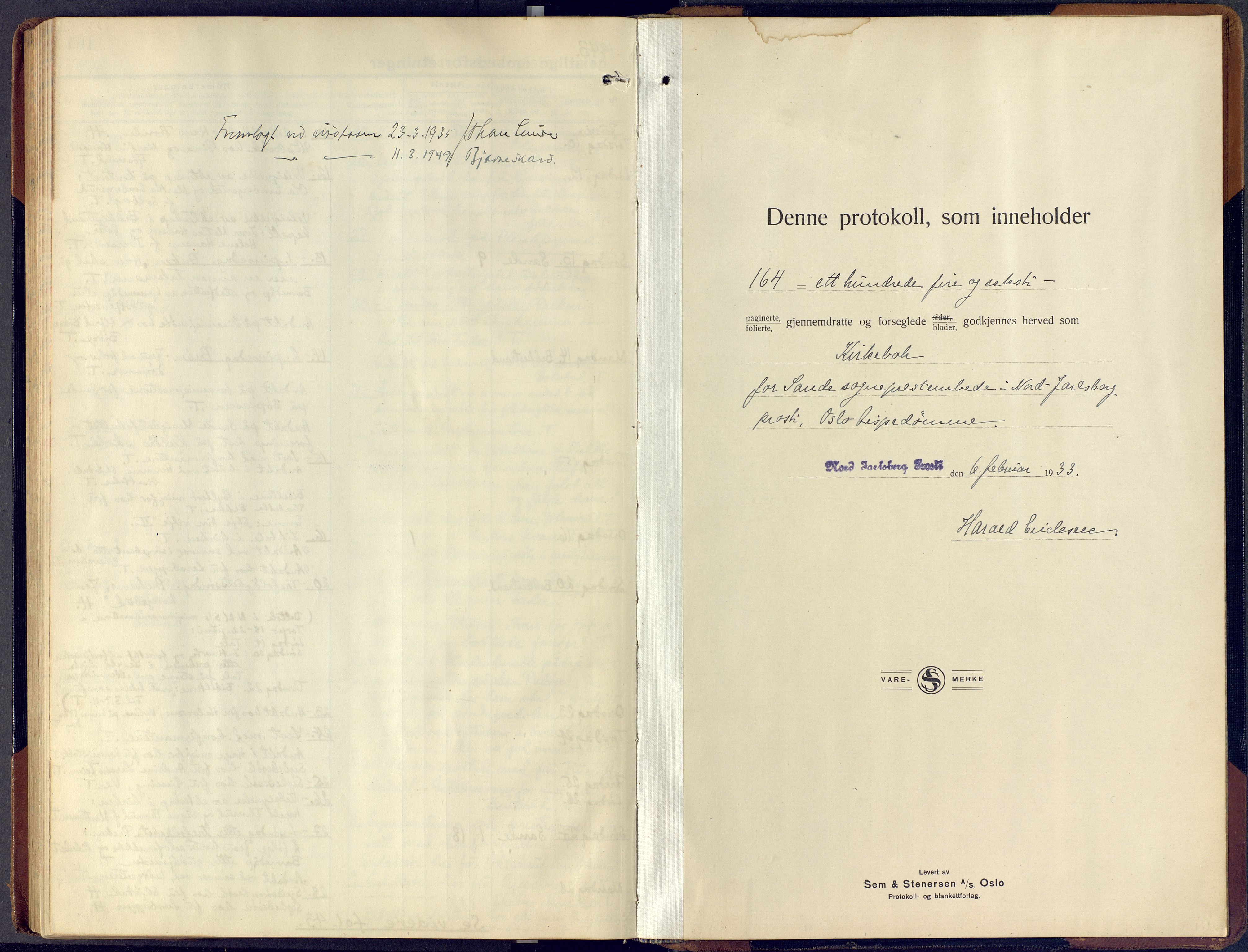 Sande Kirkebøker, AV/SAKO-A-53/F/Fa/L0010: Ministerialbok nr. 9, 1932-1938