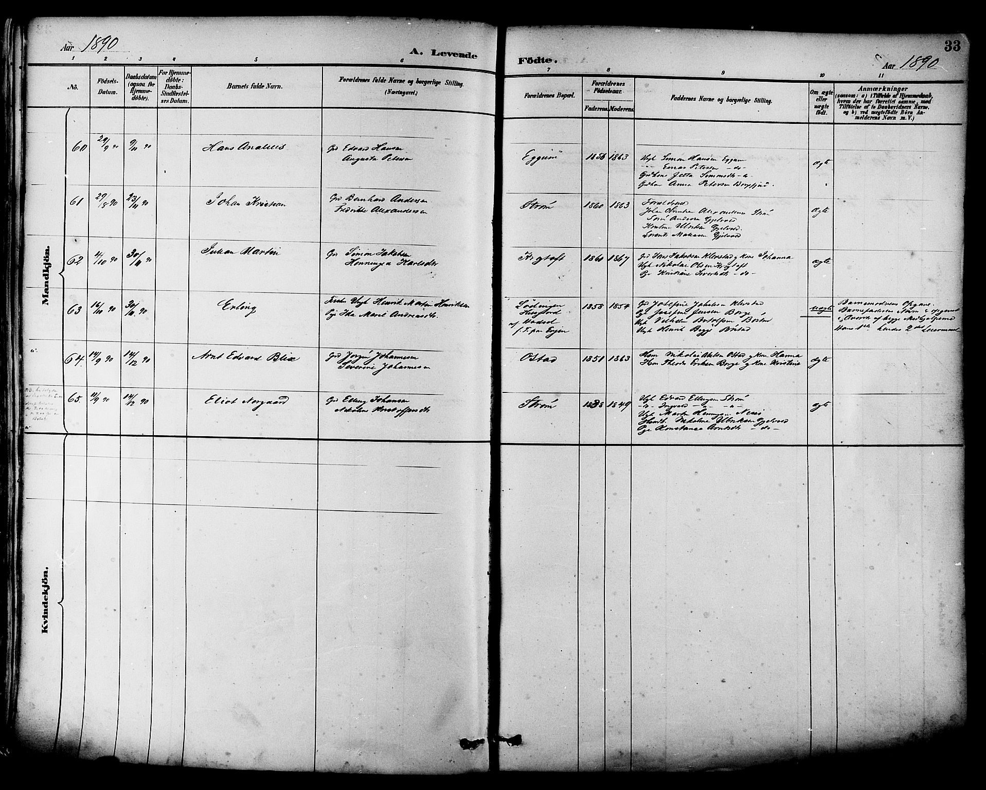 Ministerialprotokoller, klokkerbøker og fødselsregistre - Nordland, AV/SAT-A-1459/880/L1133: Ministerialbok nr. 880A07, 1888-1898, s. 33