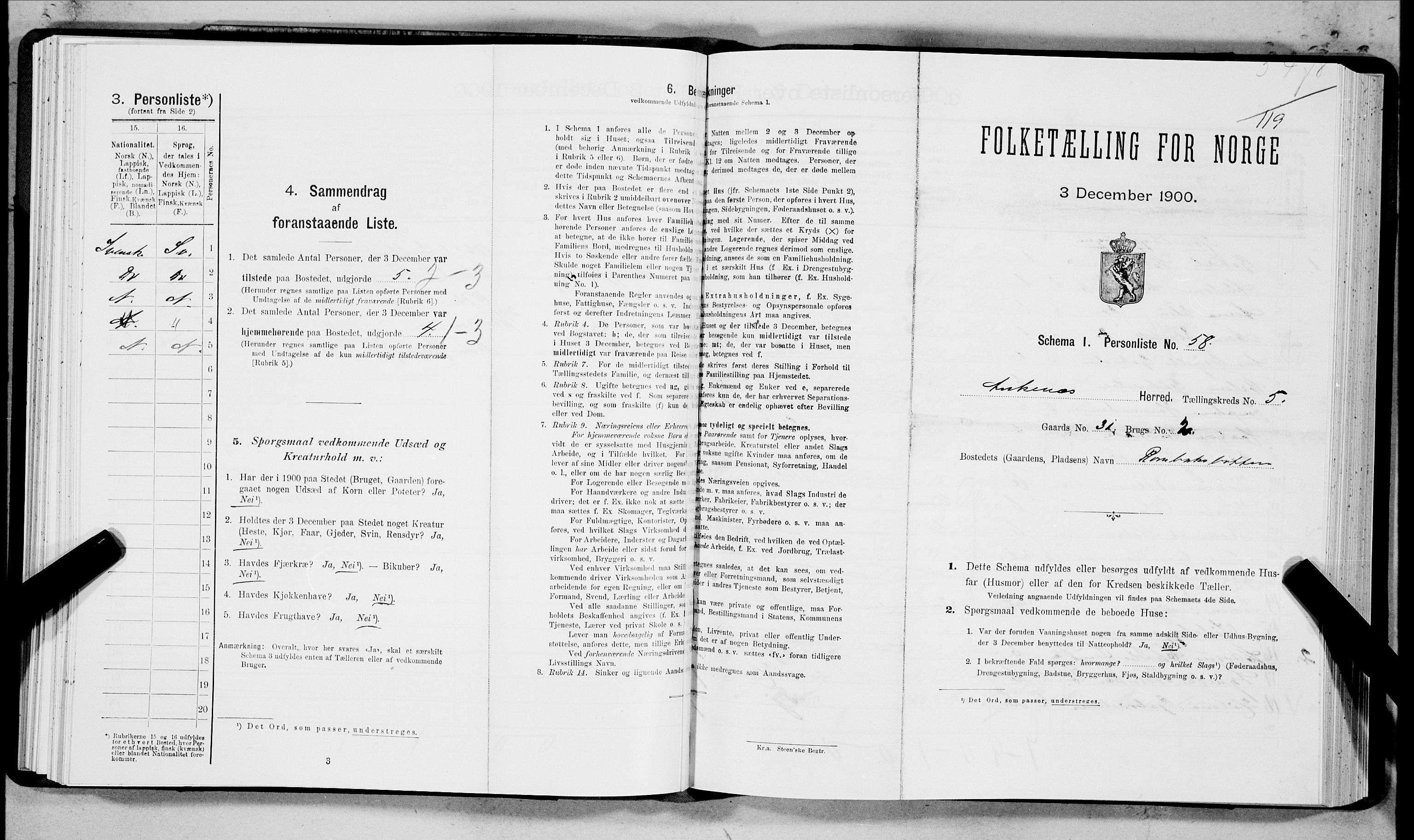 SAT, Folketelling 1900 for 1855 Ankenes herred, 1900, s. 439
