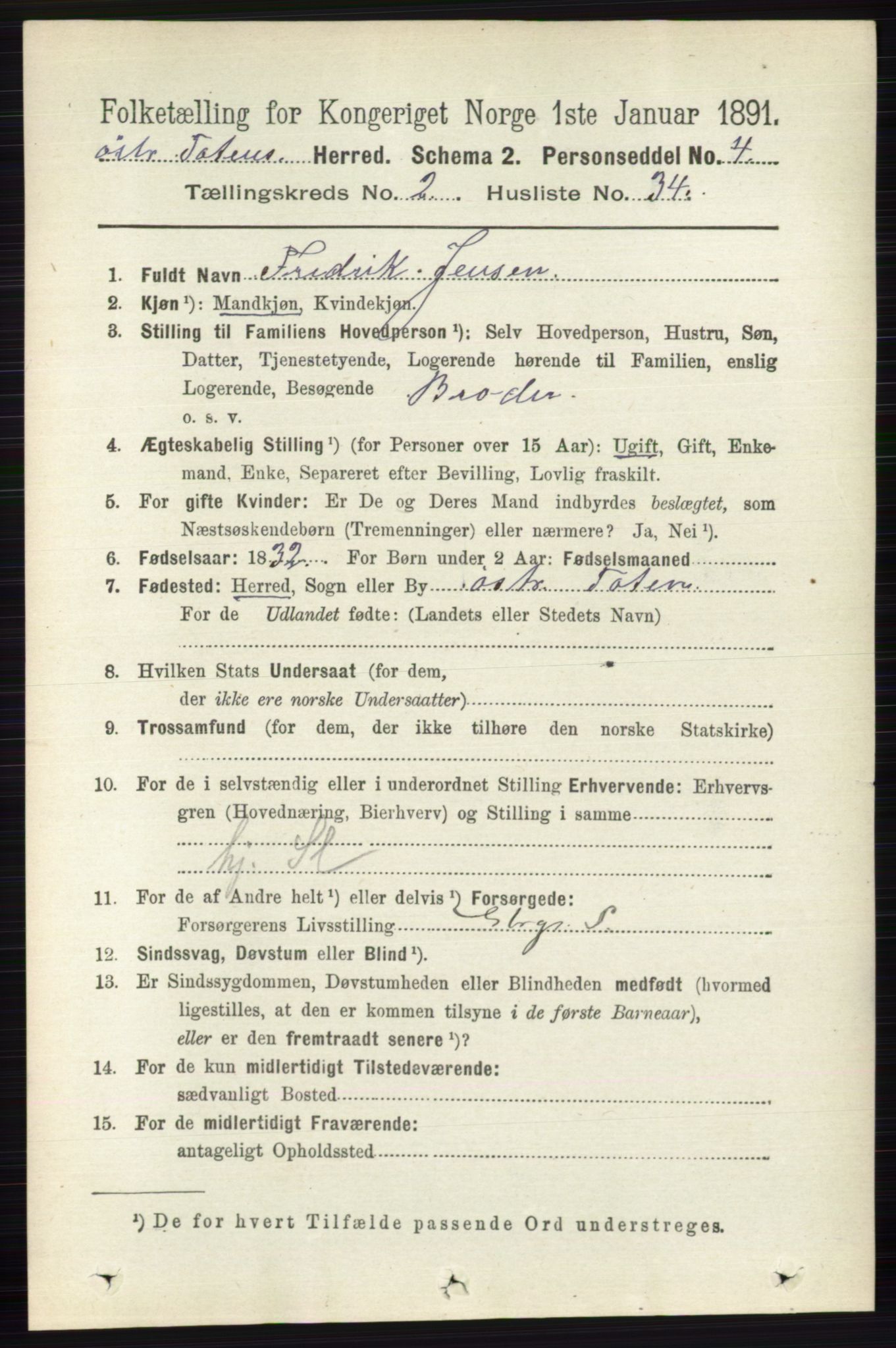 RA, Folketelling 1891 for 0528 Østre Toten herred, 1891, s. 977