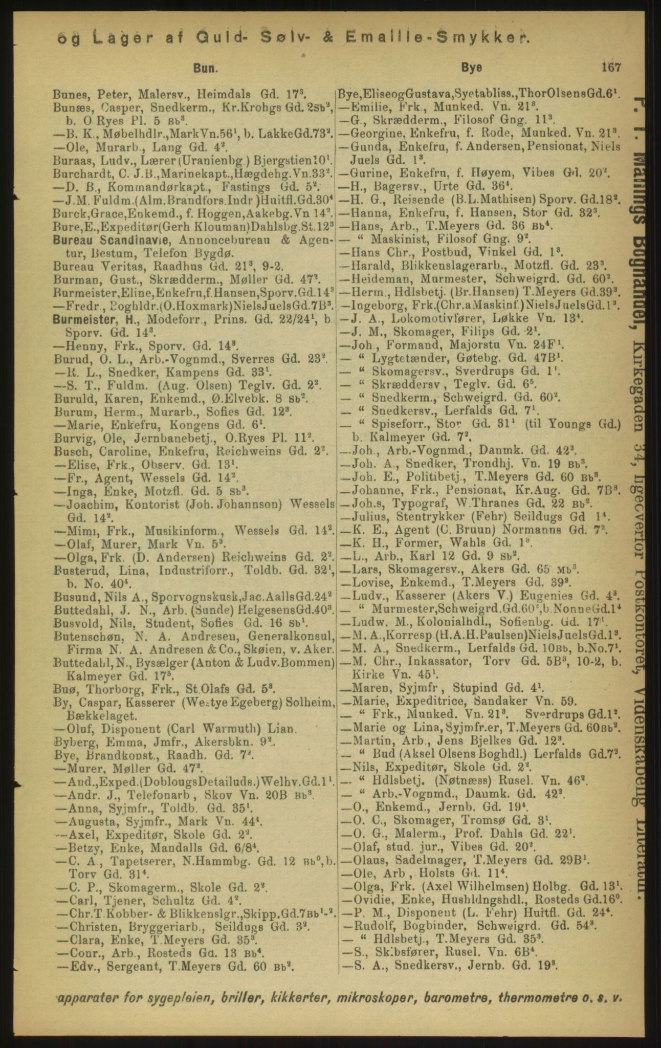 Kristiania/Oslo adressebok, PUBL/-, 1897, s. 167