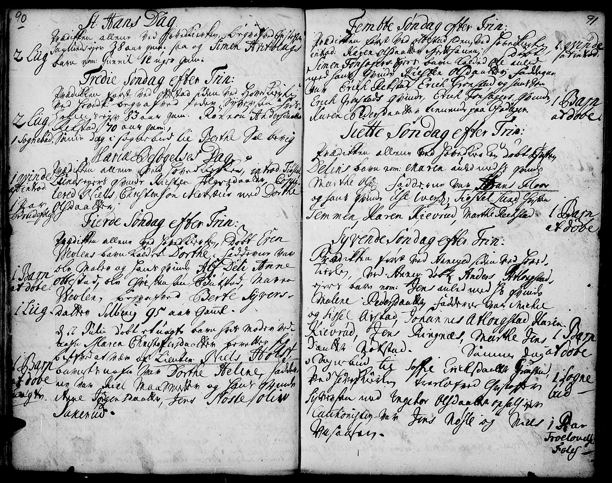 Stange prestekontor, AV/SAH-PREST-002/K/L0001: Ministerialbok nr. 1, 1714-1722, s. 90-91