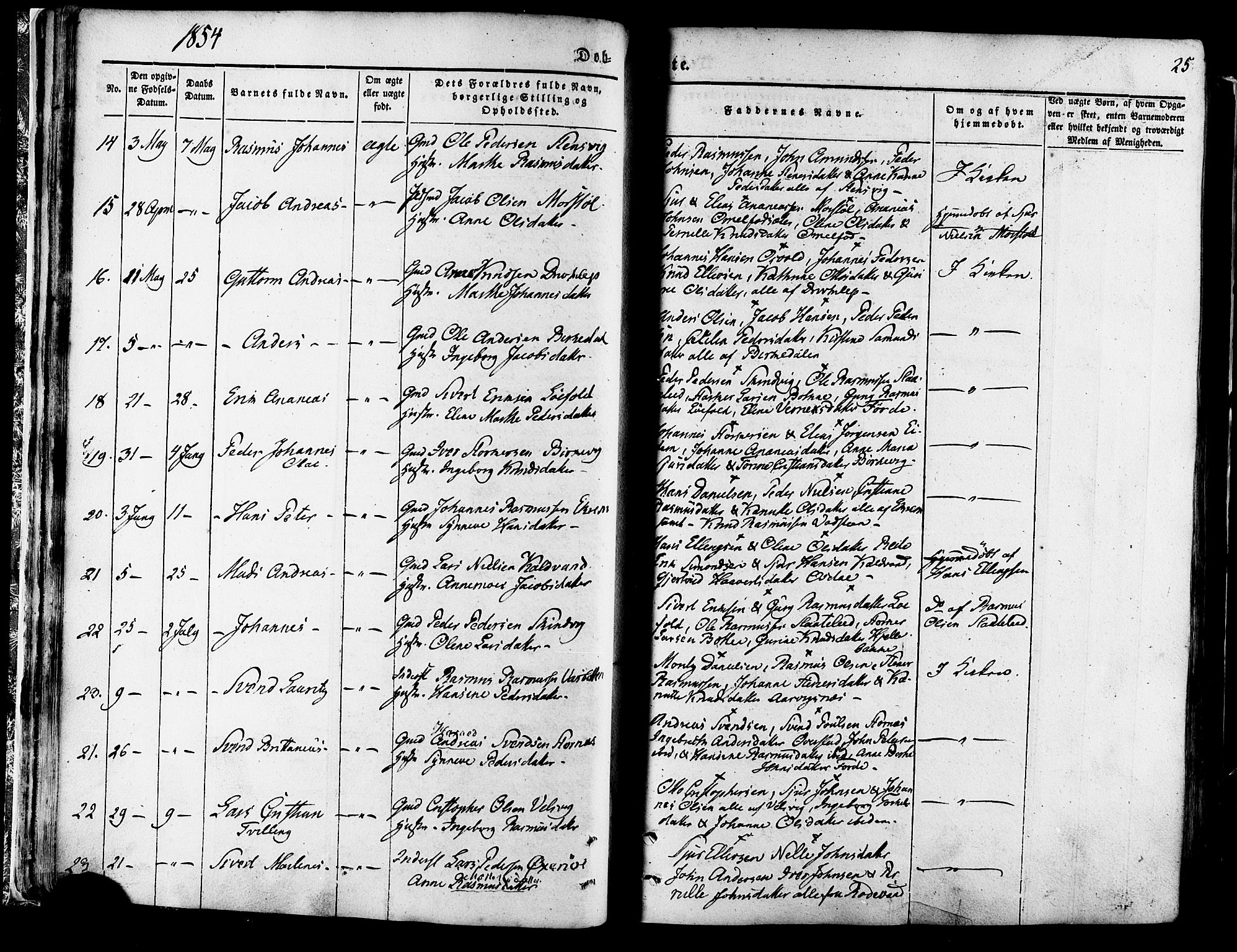 Ministerialprotokoller, klokkerbøker og fødselsregistre - Møre og Romsdal, AV/SAT-A-1454/511/L0140: Ministerialbok nr. 511A07, 1851-1878, s. 25
