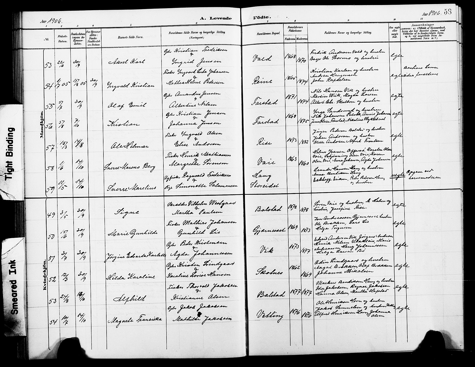 Ministerialprotokoller, klokkerbøker og fødselsregistre - Nordland, AV/SAT-A-1459/881/L1168: Klokkerbok nr. 881C05, 1900-1911, s. 58