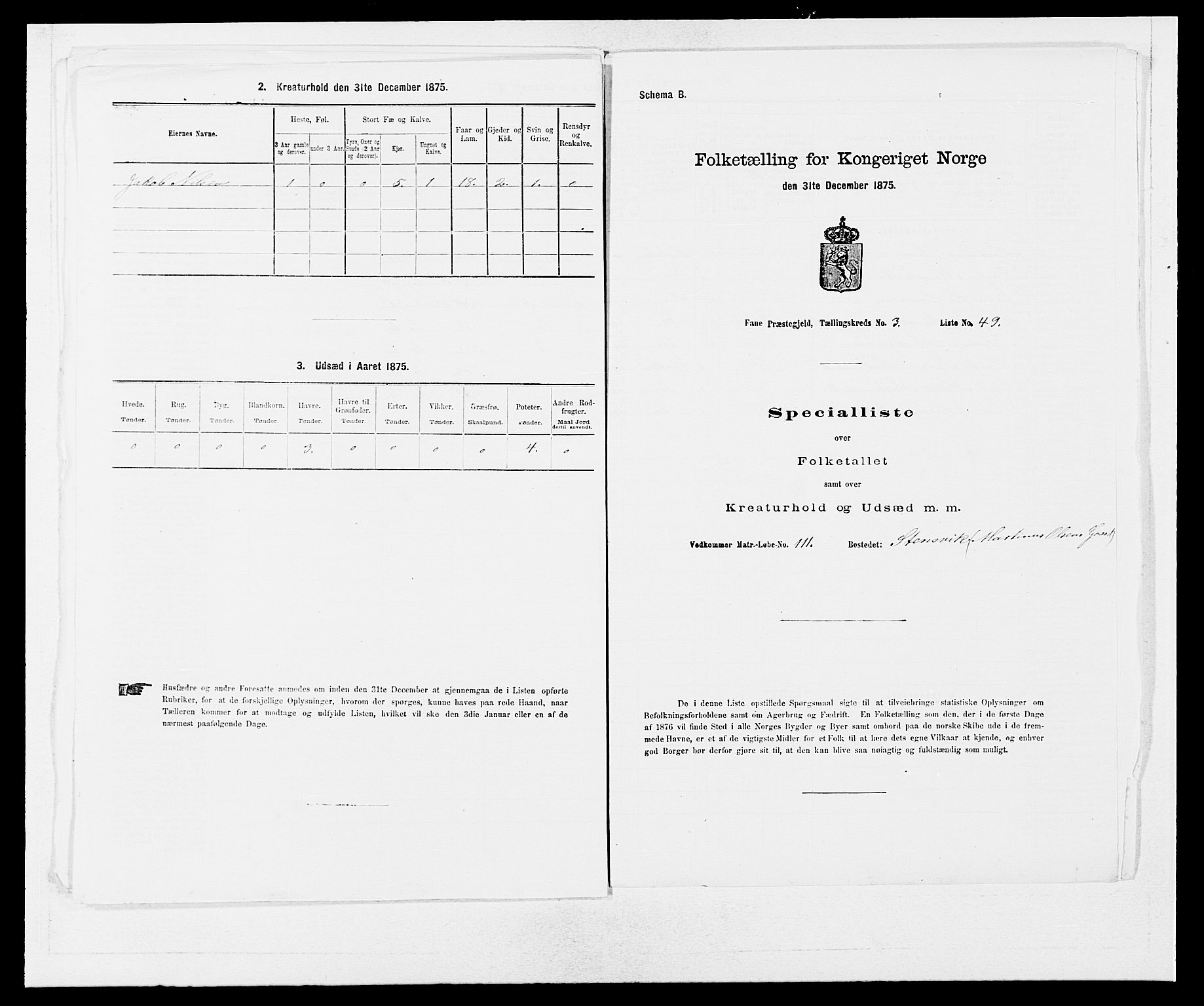 SAB, Folketelling 1875 for 1249P Fana prestegjeld, 1875, s. 412