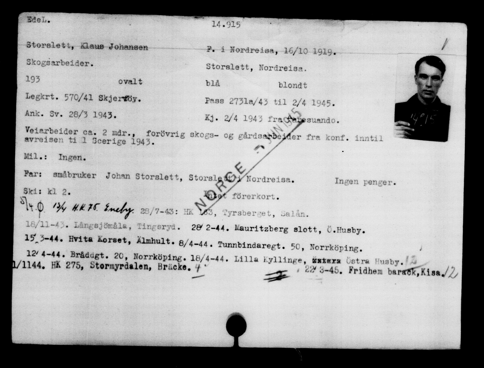 Den Kgl. Norske Legasjons Flyktningskontor, AV/RA-S-6753/V/Va/L0007: Kjesäterkartoteket.  Flyktningenr. 12700-15723, 1940-1945, s. 2552