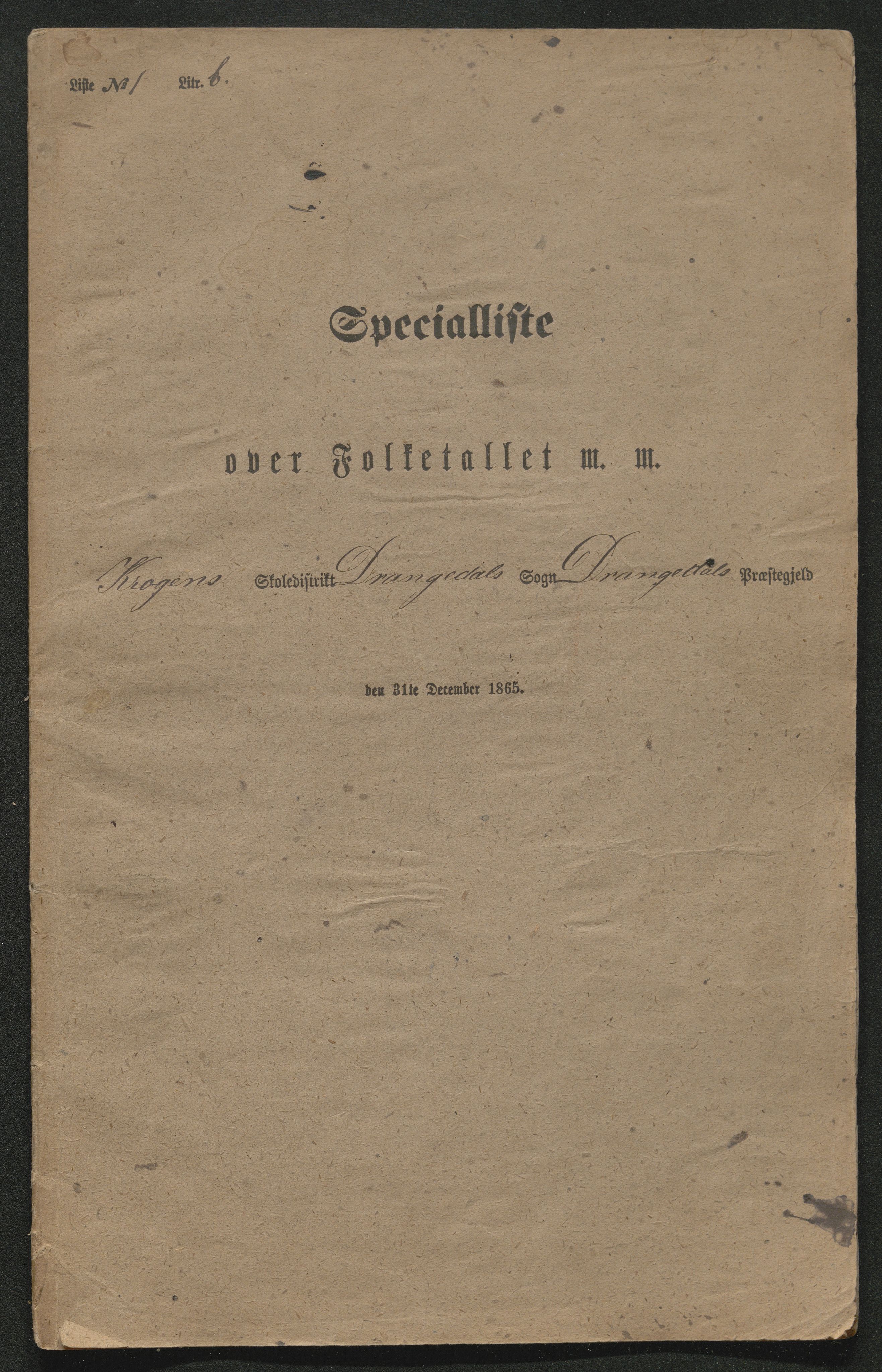 SAKO, Fantetellingen i Drangedal 1865, 1865, s. 40