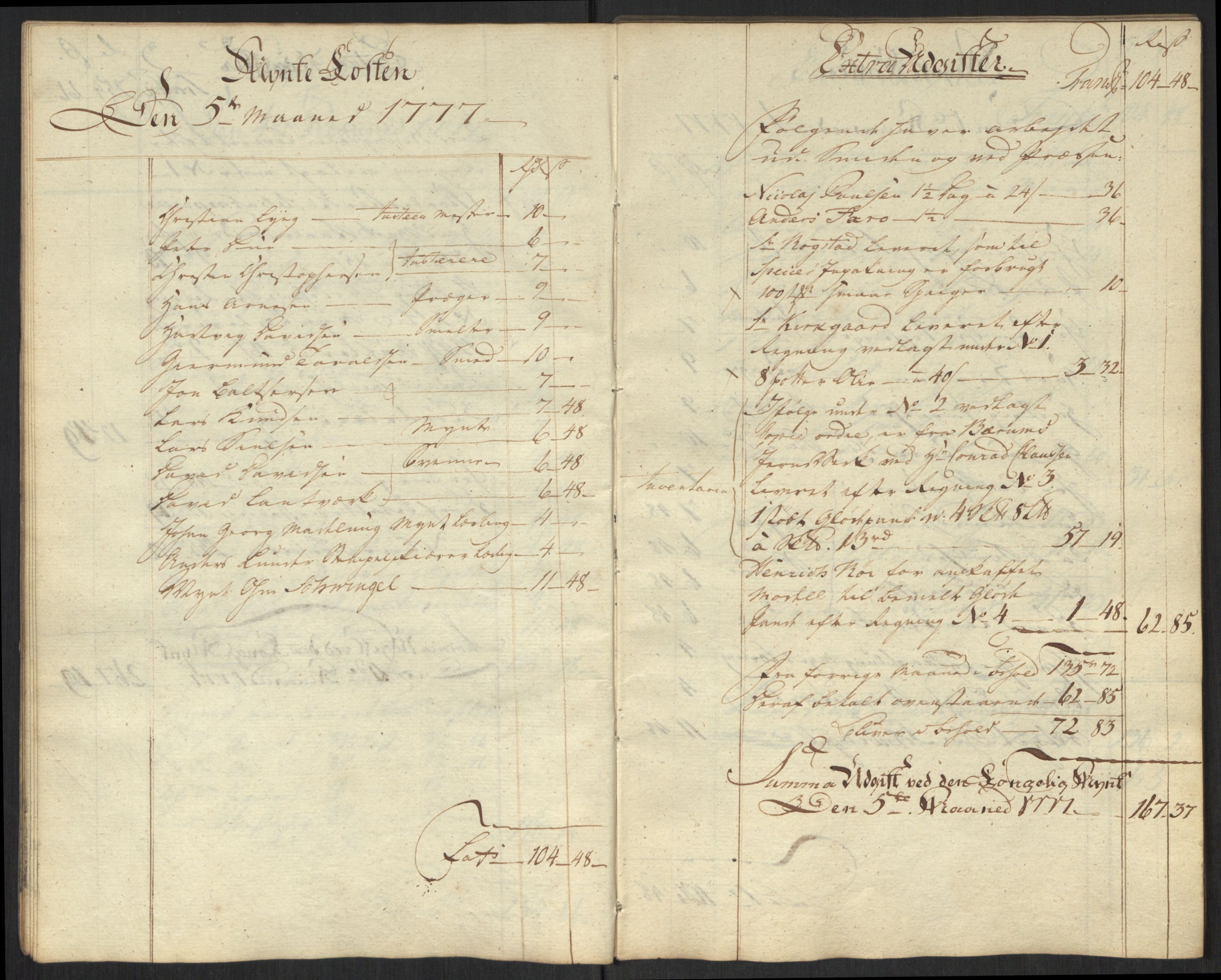 Rentekammeret inntil 1814, Realistisk ordnet avdeling, AV/RA-EA-4070/Oa/L0010: [Y8]: Regninger for Kongsbergs mynt., 1760-1805, s. 166