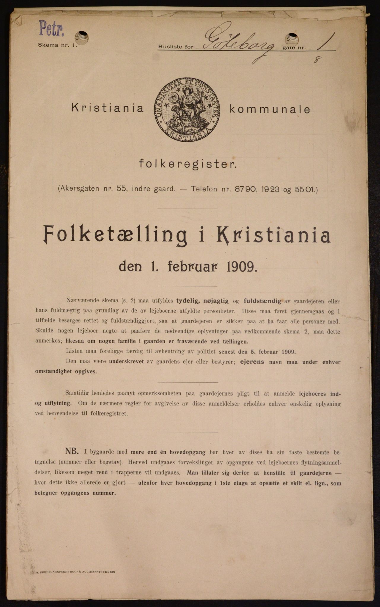 OBA, Kommunal folketelling 1.2.1909 for Kristiania kjøpstad, 1909, s. 29774