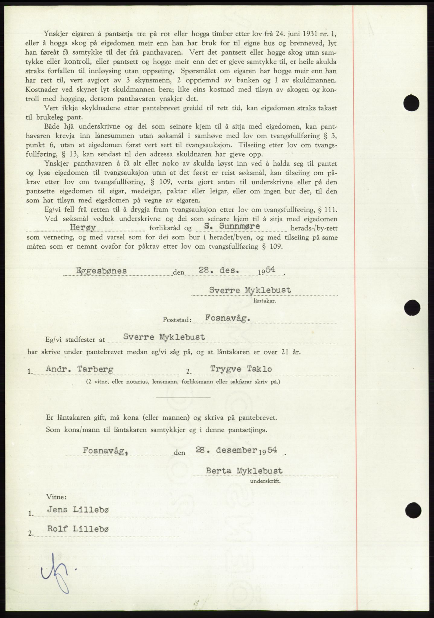 Søre Sunnmøre sorenskriveri, AV/SAT-A-4122/1/2/2C/L0126: Pantebok nr. 14B, 1954-1955, Dagboknr: 316/1955