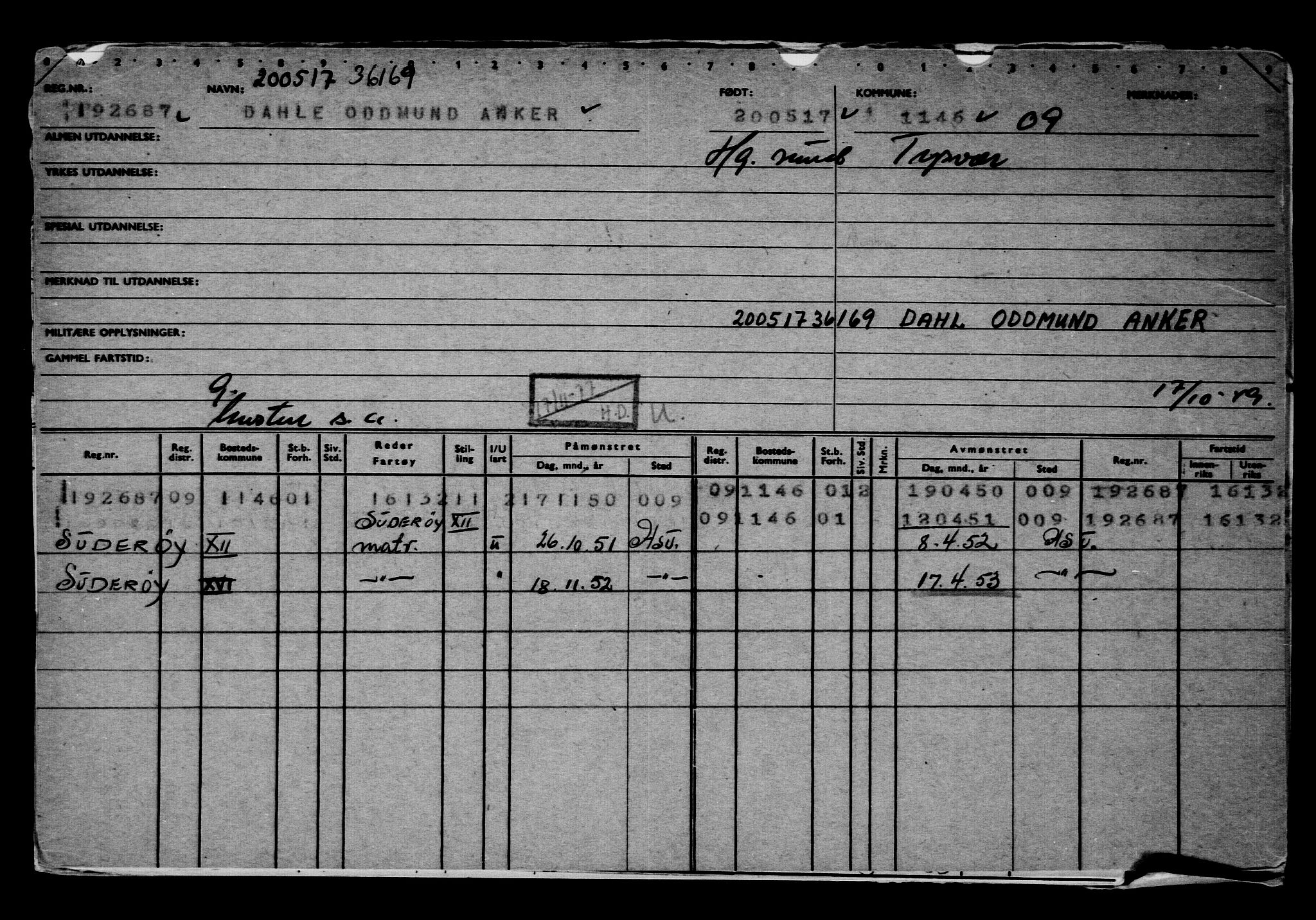 Direktoratet for sjømenn, AV/RA-S-3545/G/Gb/L0148: Hovedkort, 1917, s. 625