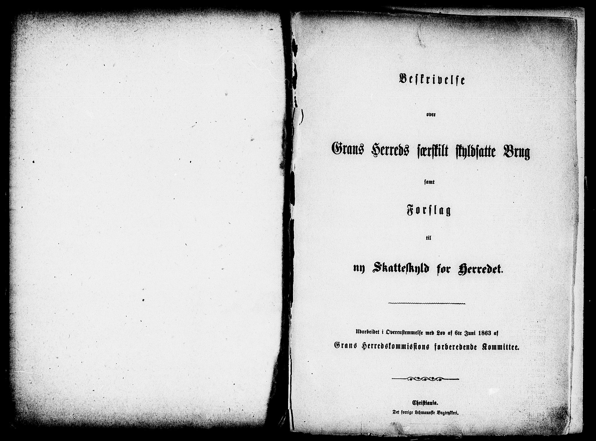 Matrikkelrevisjonen av 1863, AV/RA-S-1530/F/Fe/L0083: Gran (Brandbu), 1863, s. 1