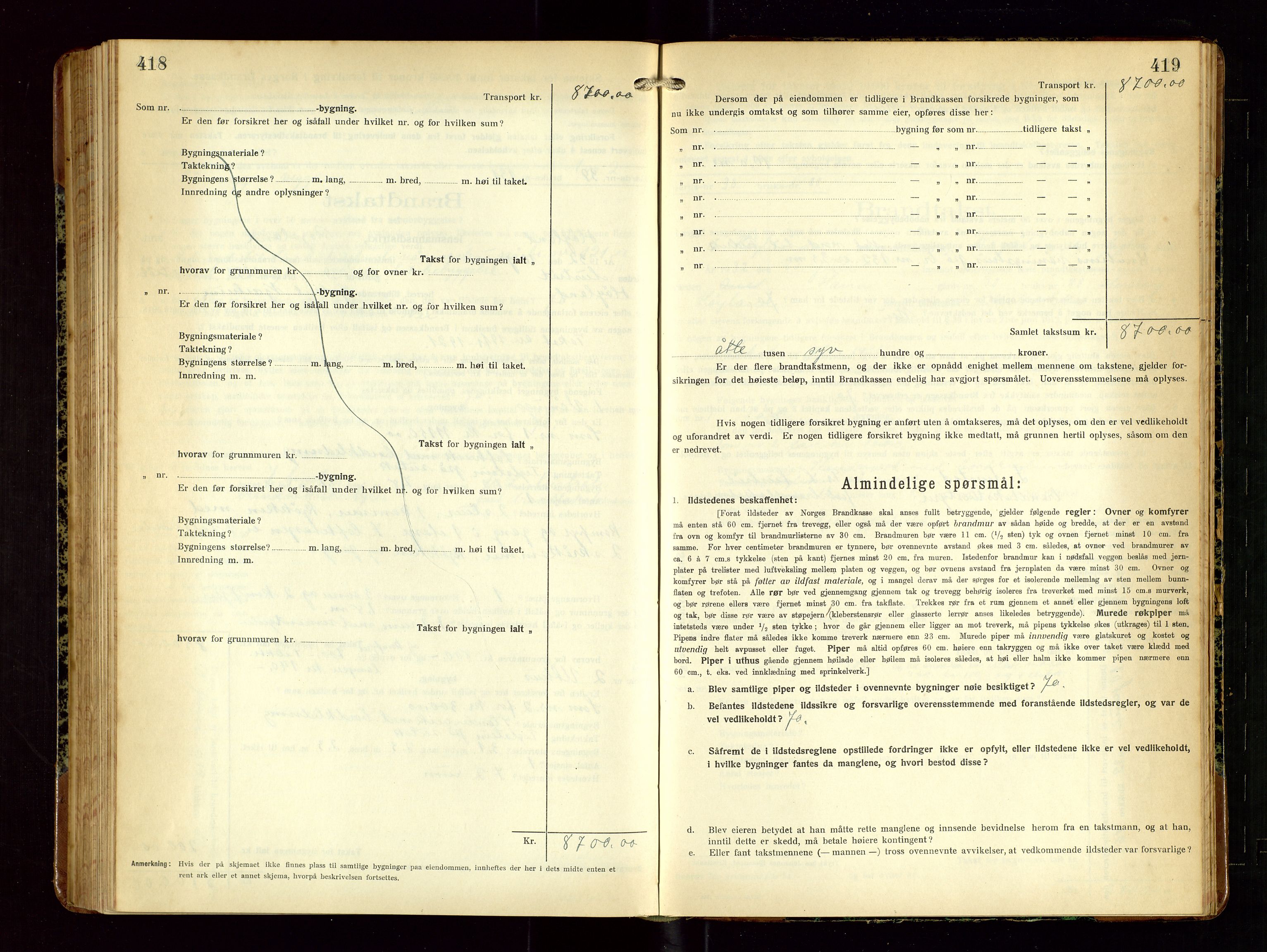 Høyland/Sandnes lensmannskontor, AV/SAST-A-100166/Gob/L0004: "Brandtakstprotokol", 1924-1933, s. 418-419