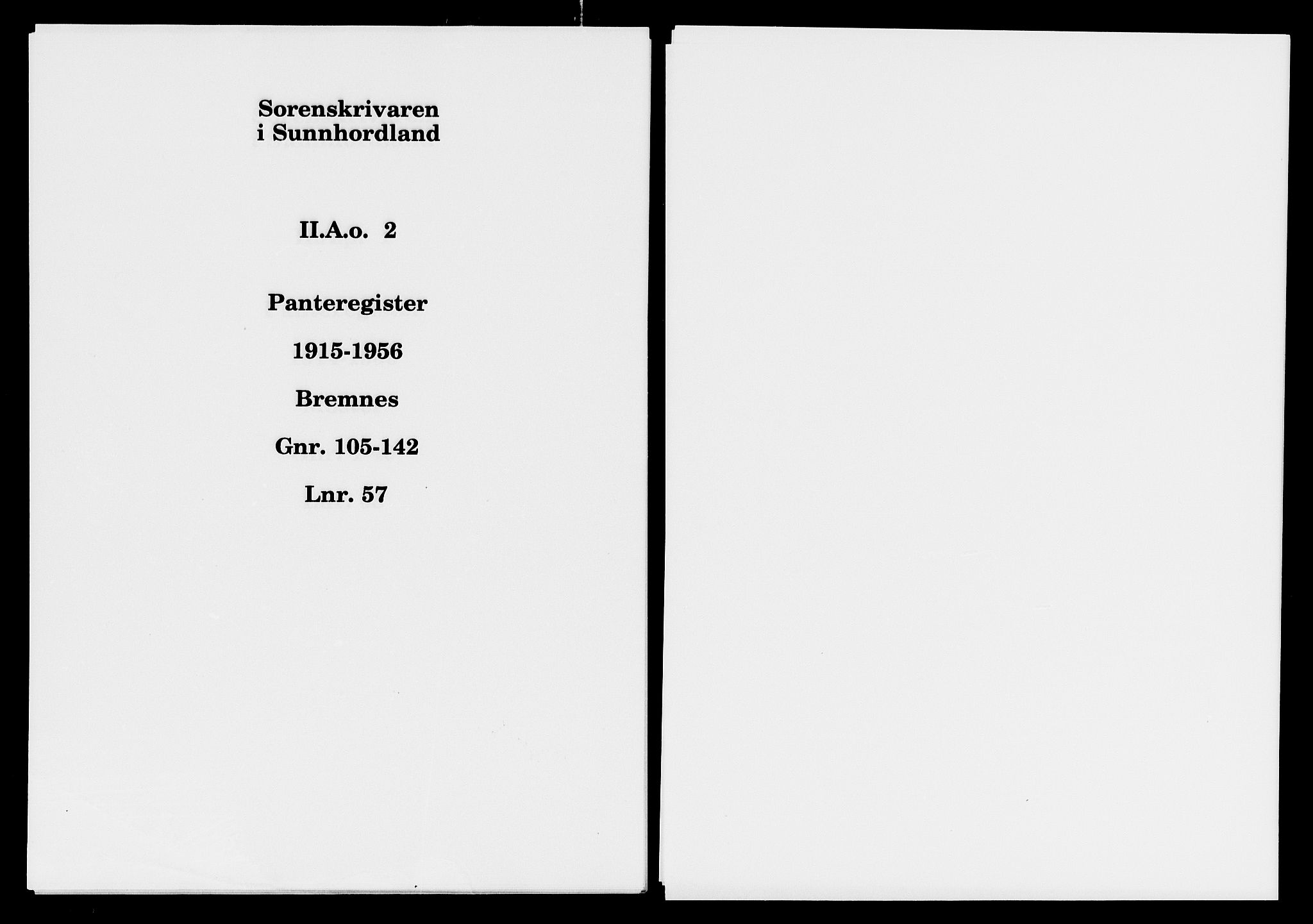 Sunnhordland sorenskrivar, SAB/A-2401/1/G/Ga/Gao/L0002: Panteregister nr. II.A.o.2, 1915-1956