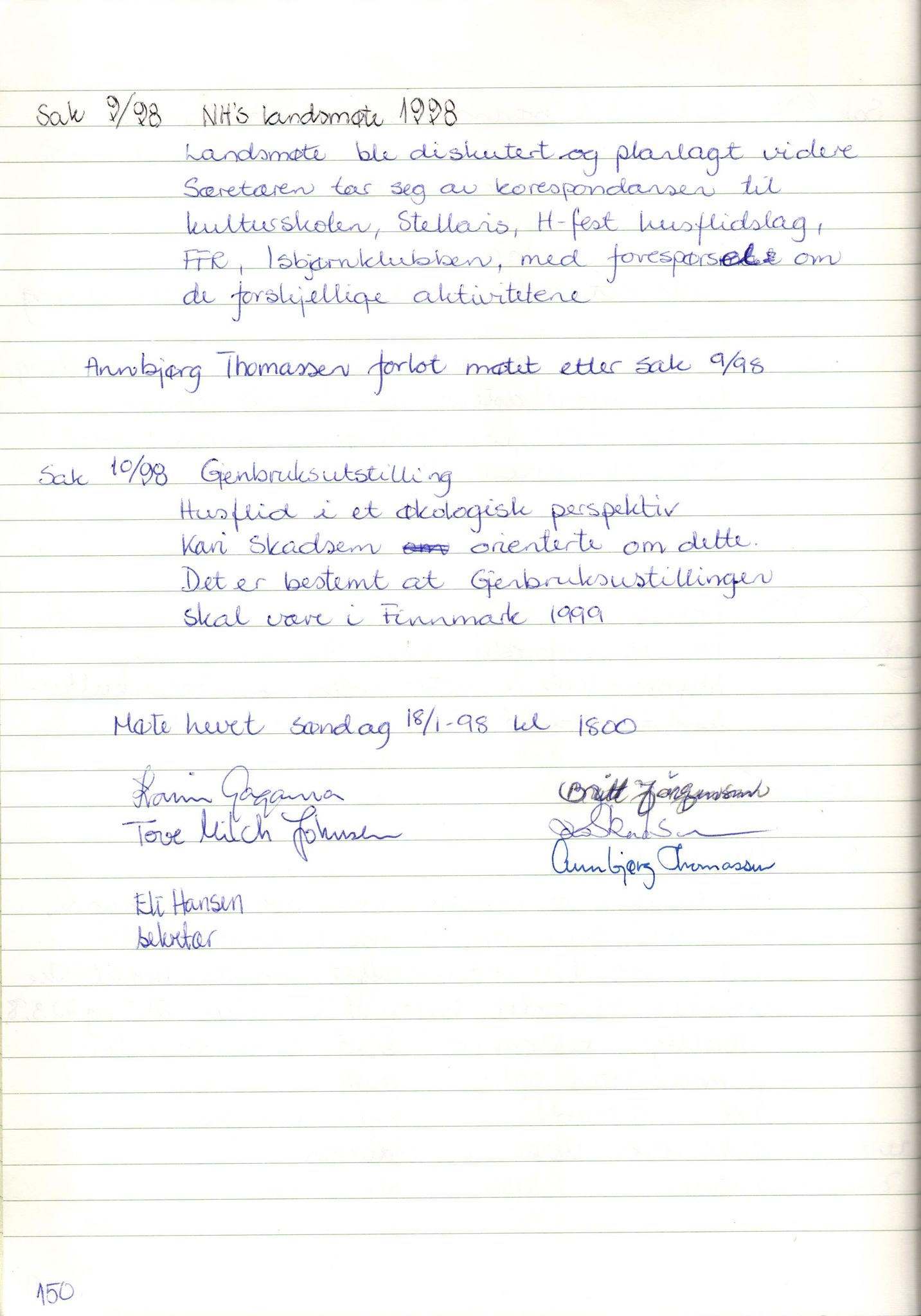 Finnmark Husflidslag, FMFB/A-1134/A/L0004: Møtebok, 1995-2000, s. 154