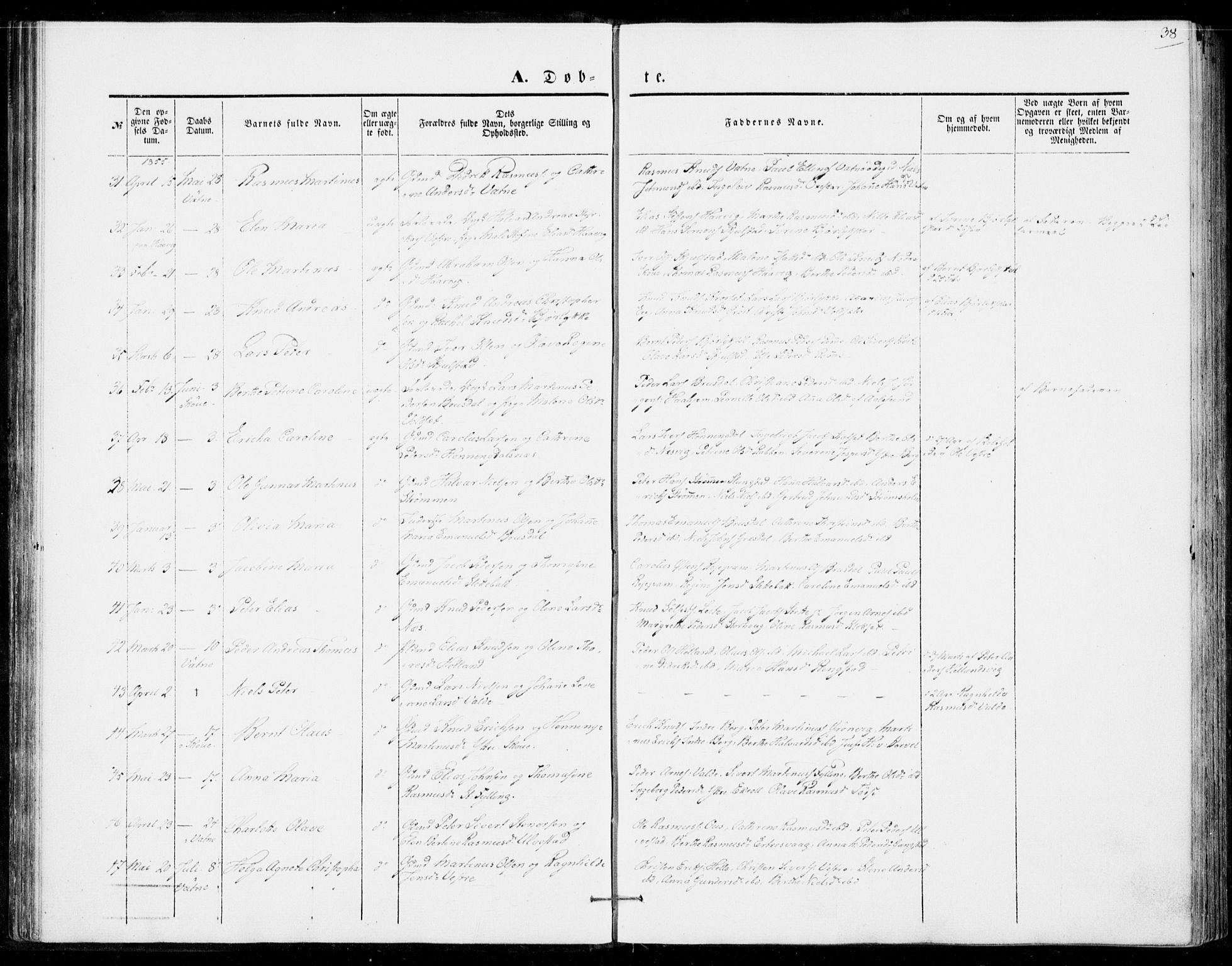 Ministerialprotokoller, klokkerbøker og fødselsregistre - Møre og Romsdal, AV/SAT-A-1454/524/L0353: Ministerialbok nr. 524A05, 1848-1856, s. 38
