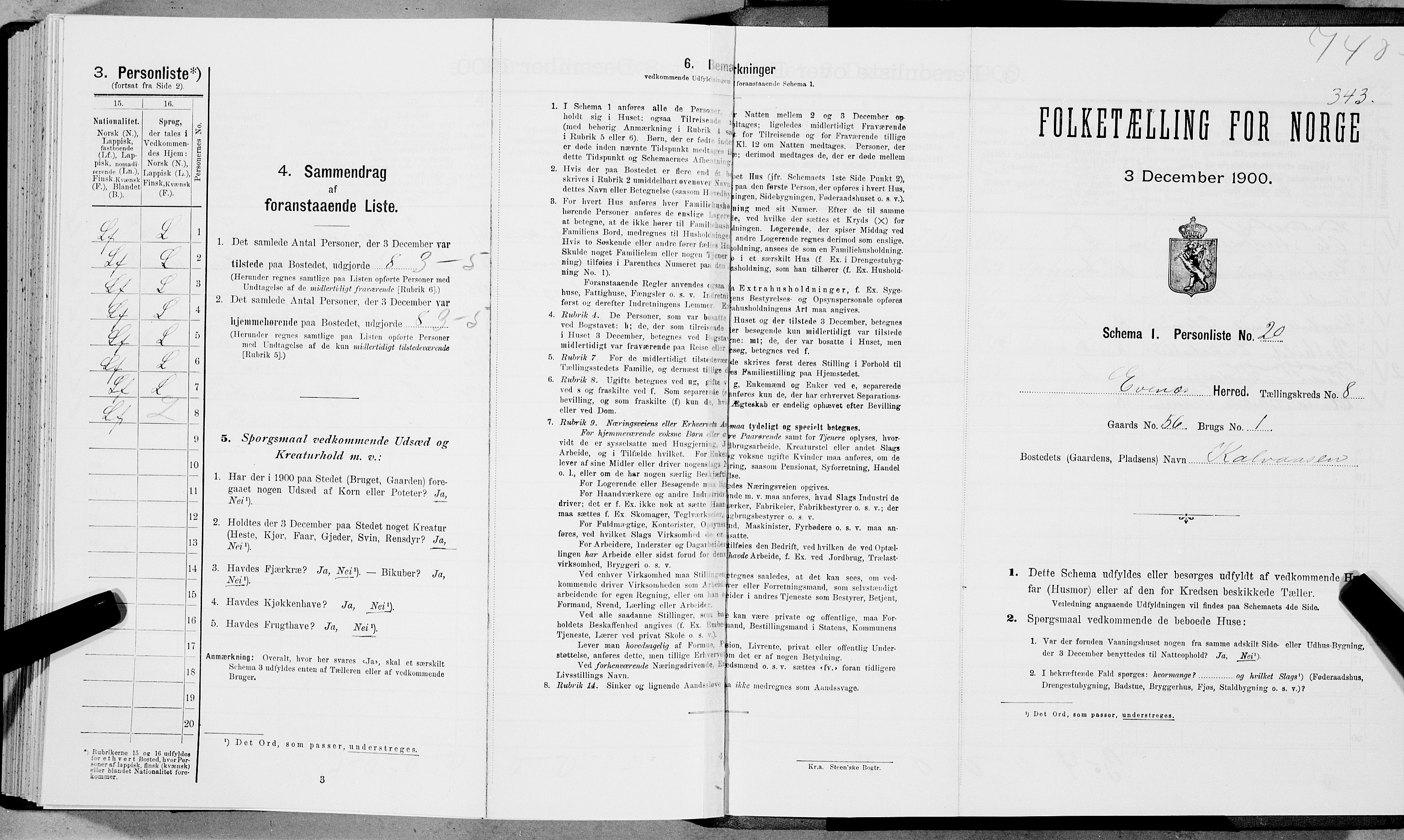 SAT, Folketelling 1900 for 1853 Evenes herred, 1900, s. 689