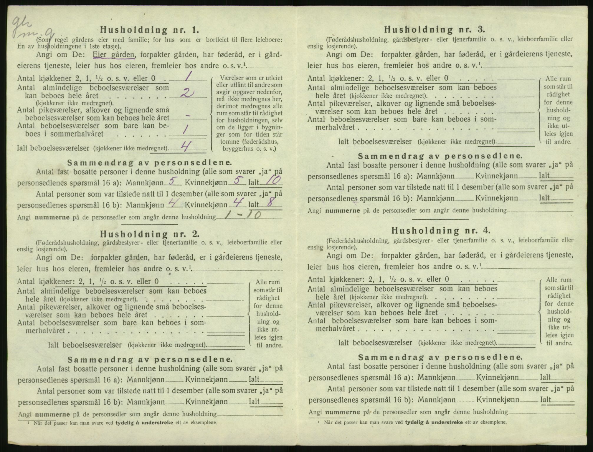 SAK, Folketelling 1920 for 1047 Øvre Sirdal herred, 1920, s. 330