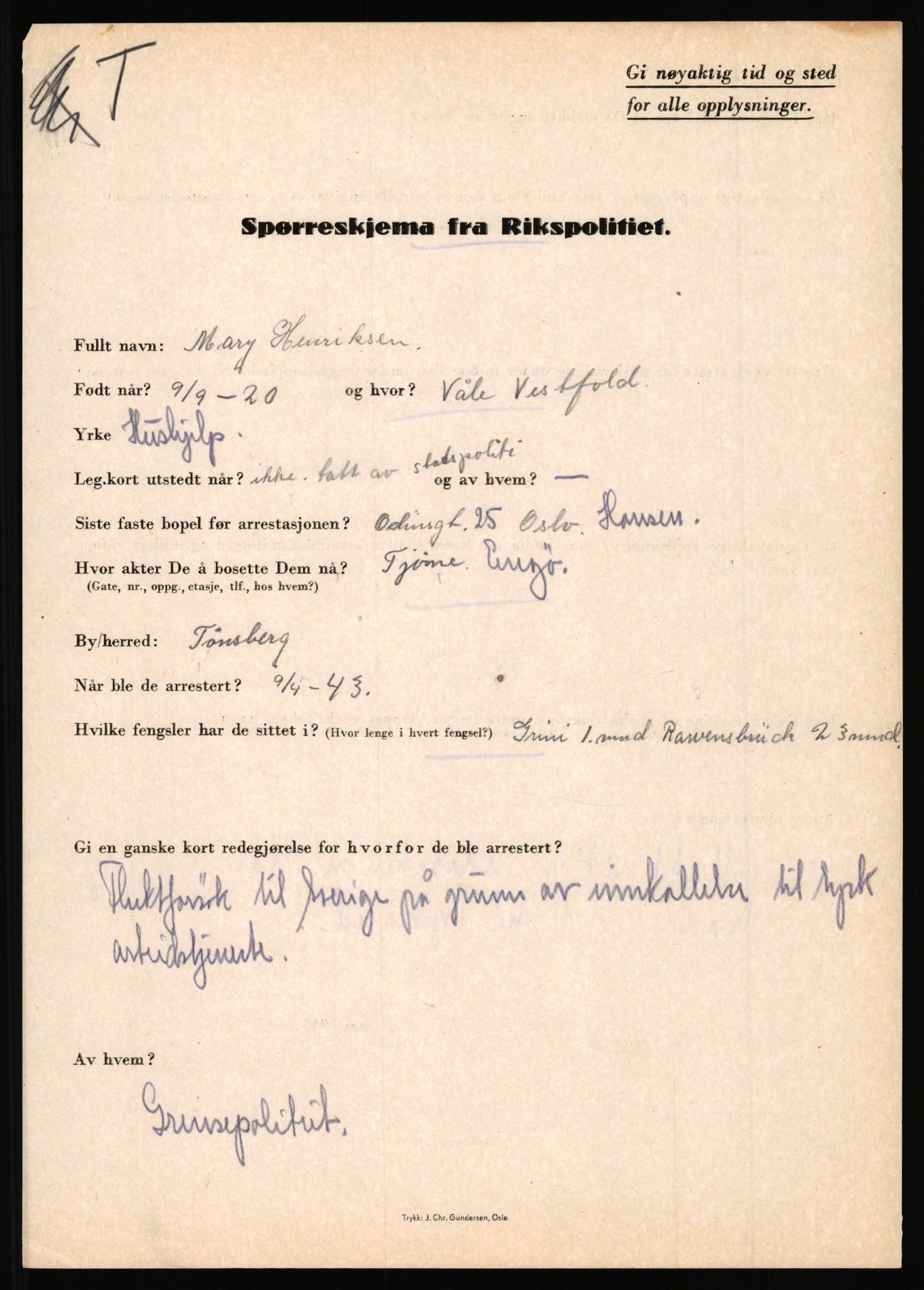 Rikspolitisjefen, AV/RA-S-1560/L/L0007: Heen, Erik C. - Iversen, Trygve, 1940-1945, s. 89
