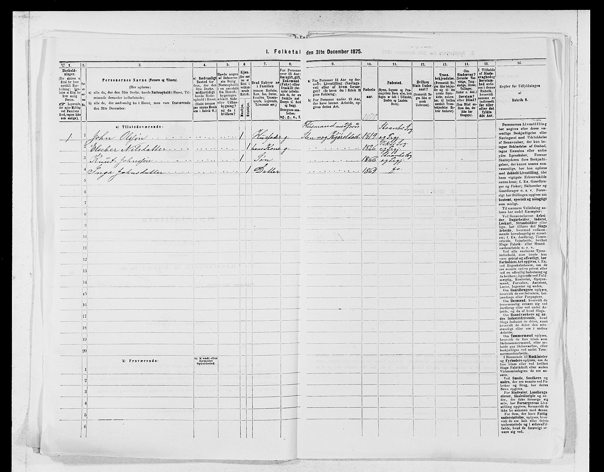 SAB, Folketelling 1875 for 1226P Strandebarm prestegjeld, 1875, s. 314