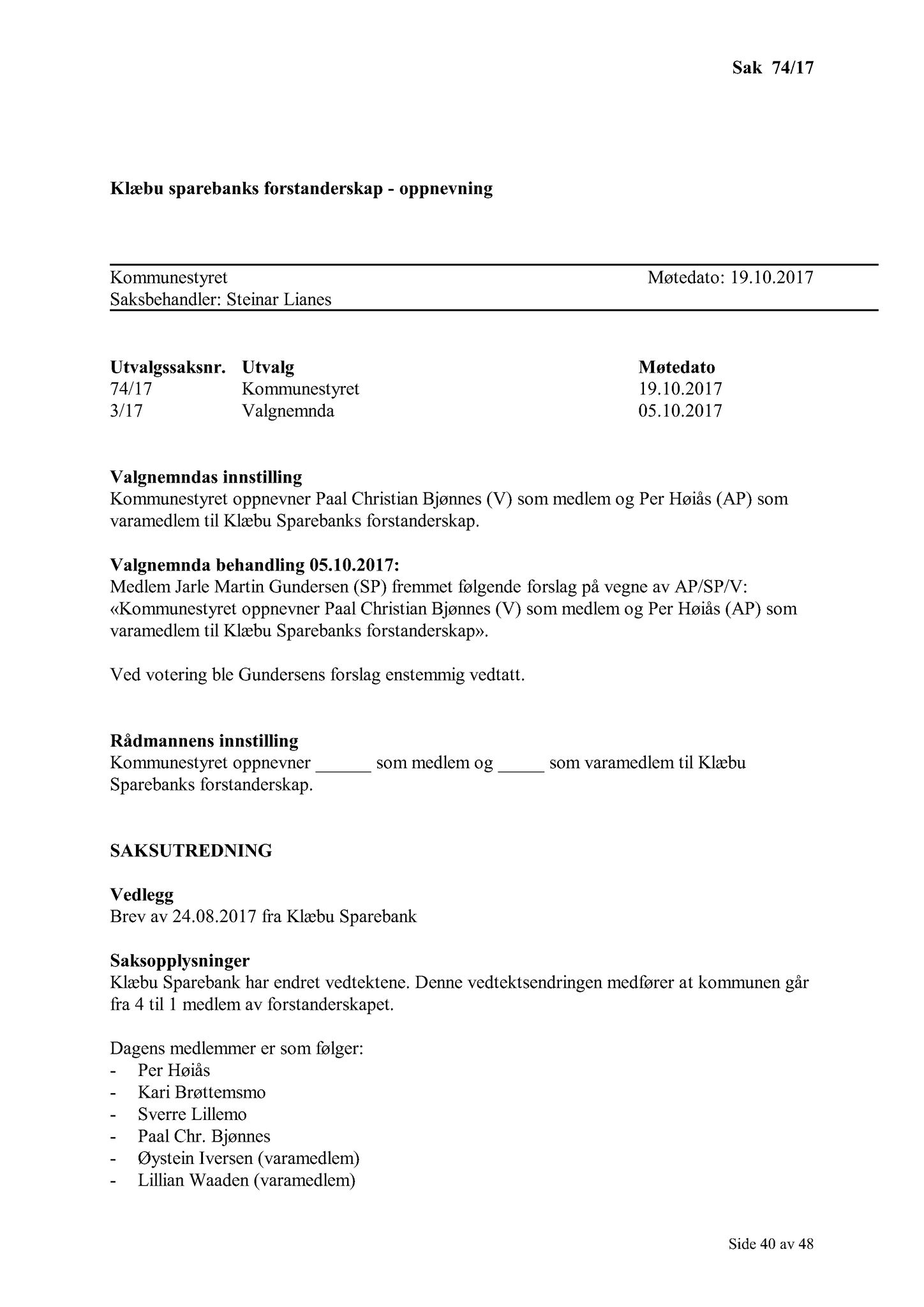 Klæbu Kommune, TRKO/KK/01-KS/L010: Kommunestyret - Møtedokumenter, 2017, s. 2129