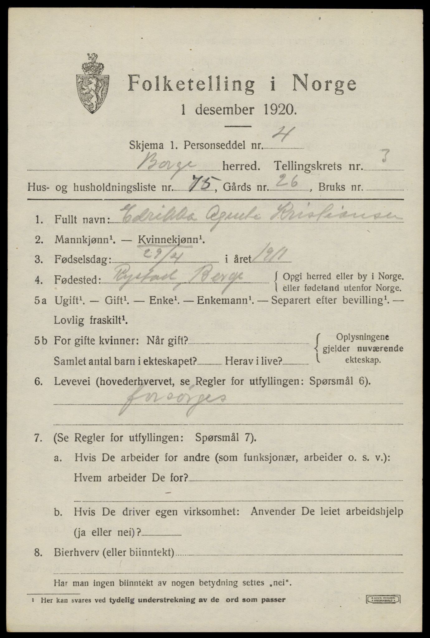 SAT, Folketelling 1920 for 1862 Borge herred, 1920, s. 4167