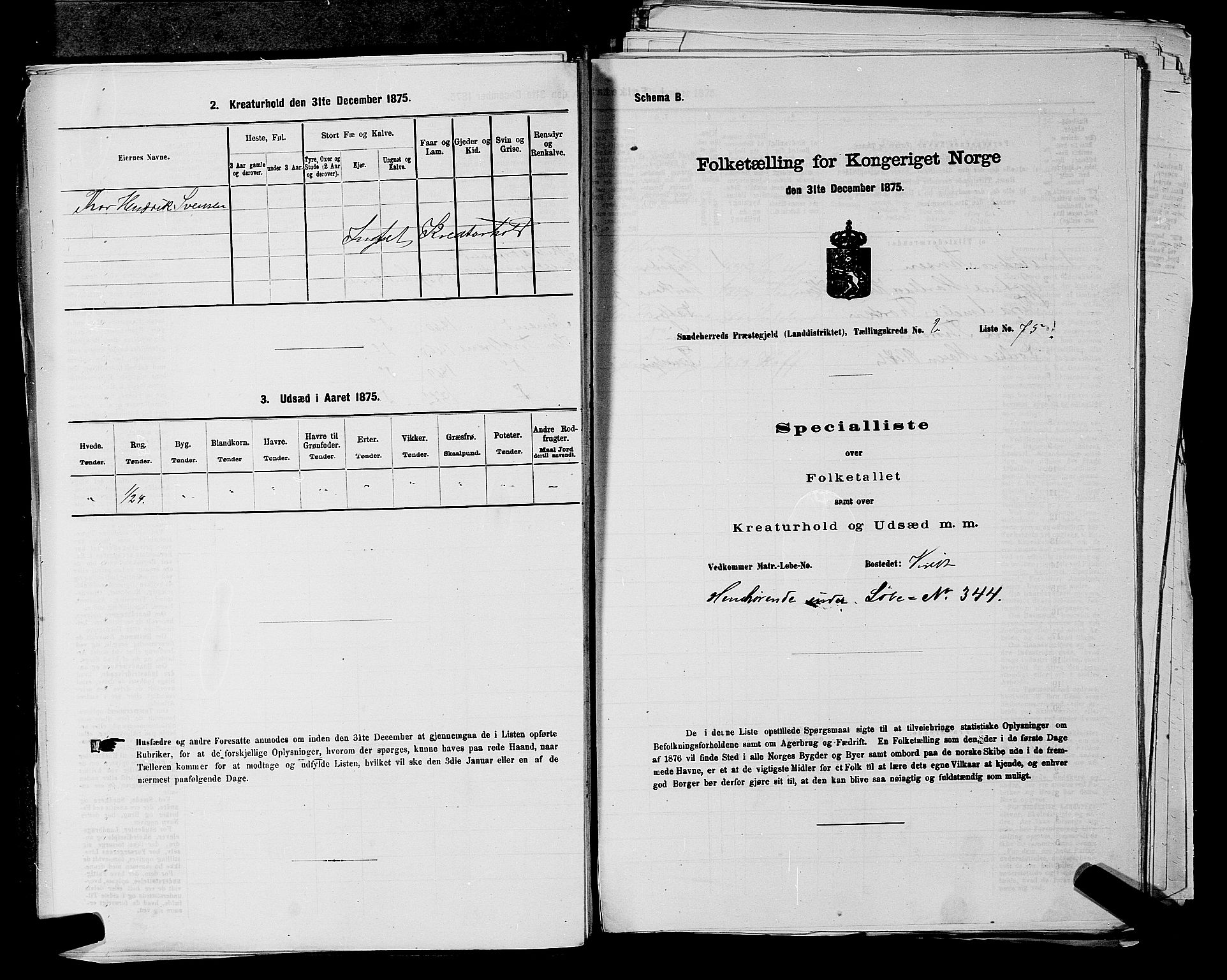 SAKO, Folketelling 1875 for 0724L Sandeherred prestegjeld, Sandeherred sokn, 1875, s. 582
