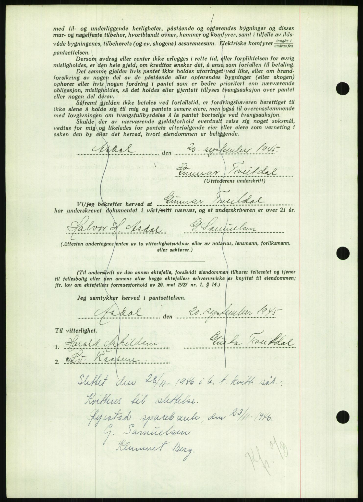 Nedenes sorenskriveri, AV/SAK-1221-0006/G/Gb/Gbb/L0002: Pantebok nr. II, 1942-1945, Dagboknr: 659/1945