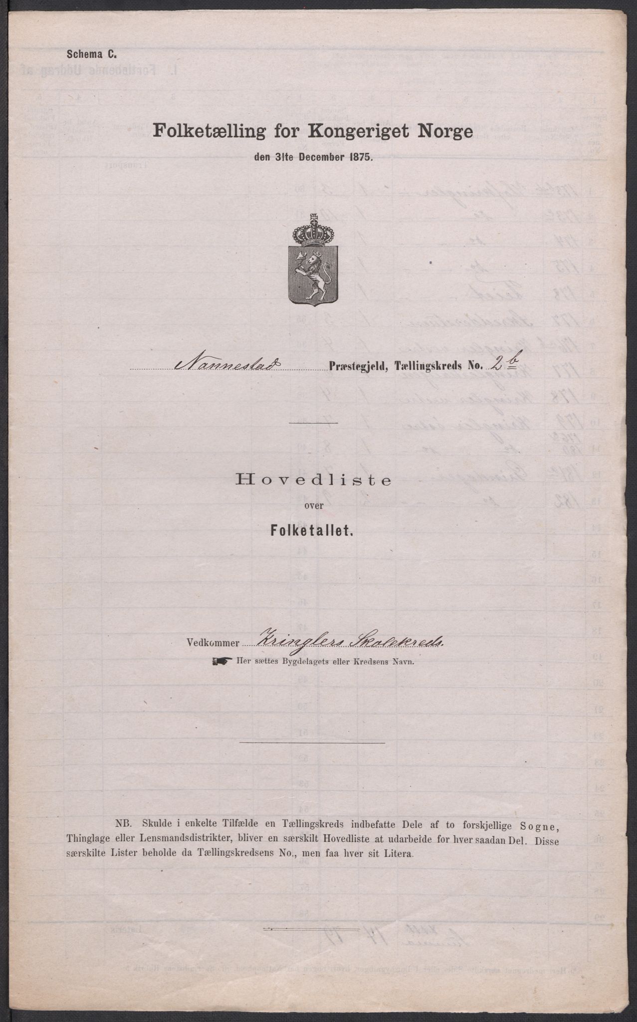 RA, Folketelling 1875 for 0238P Nannestad prestegjeld, 1875, s. 10