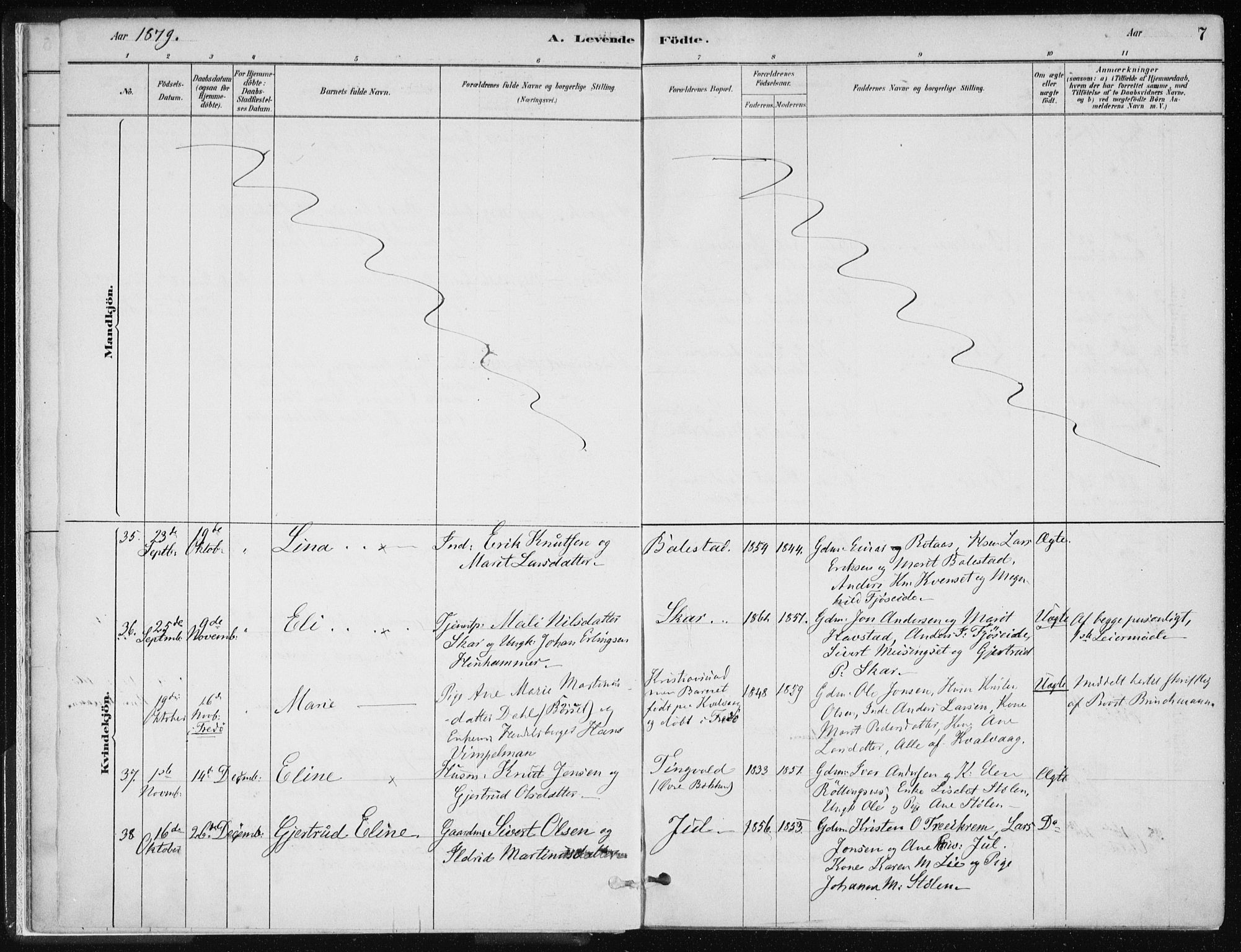 Ministerialprotokoller, klokkerbøker og fødselsregistre - Møre og Romsdal, SAT/A-1454/586/L0987: Ministerialbok nr. 586A13, 1879-1892, s. 7