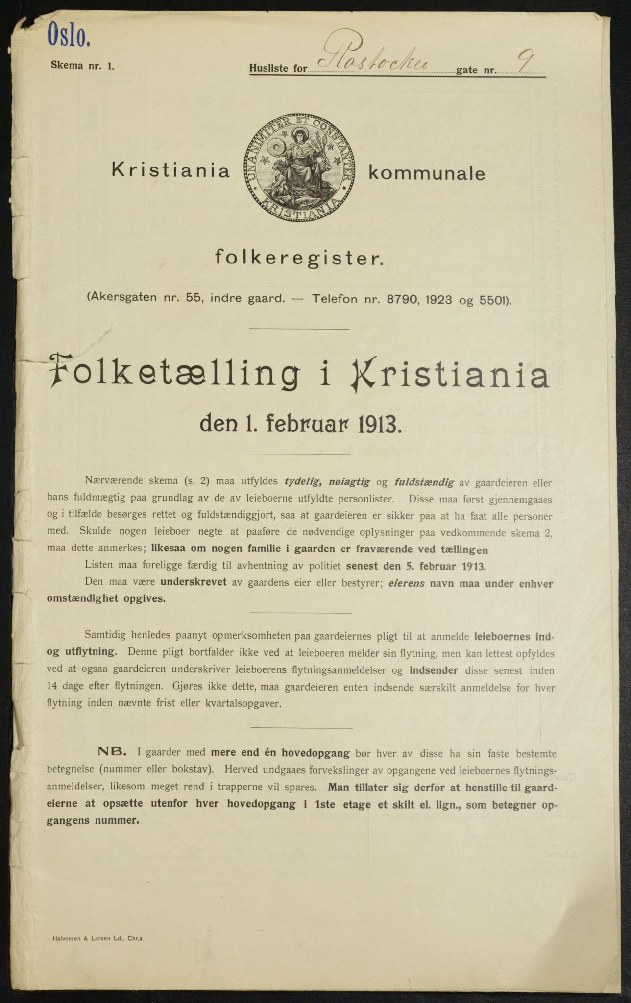 OBA, Kommunal folketelling 1.2.1913 for Kristiania, 1913, s. 84489