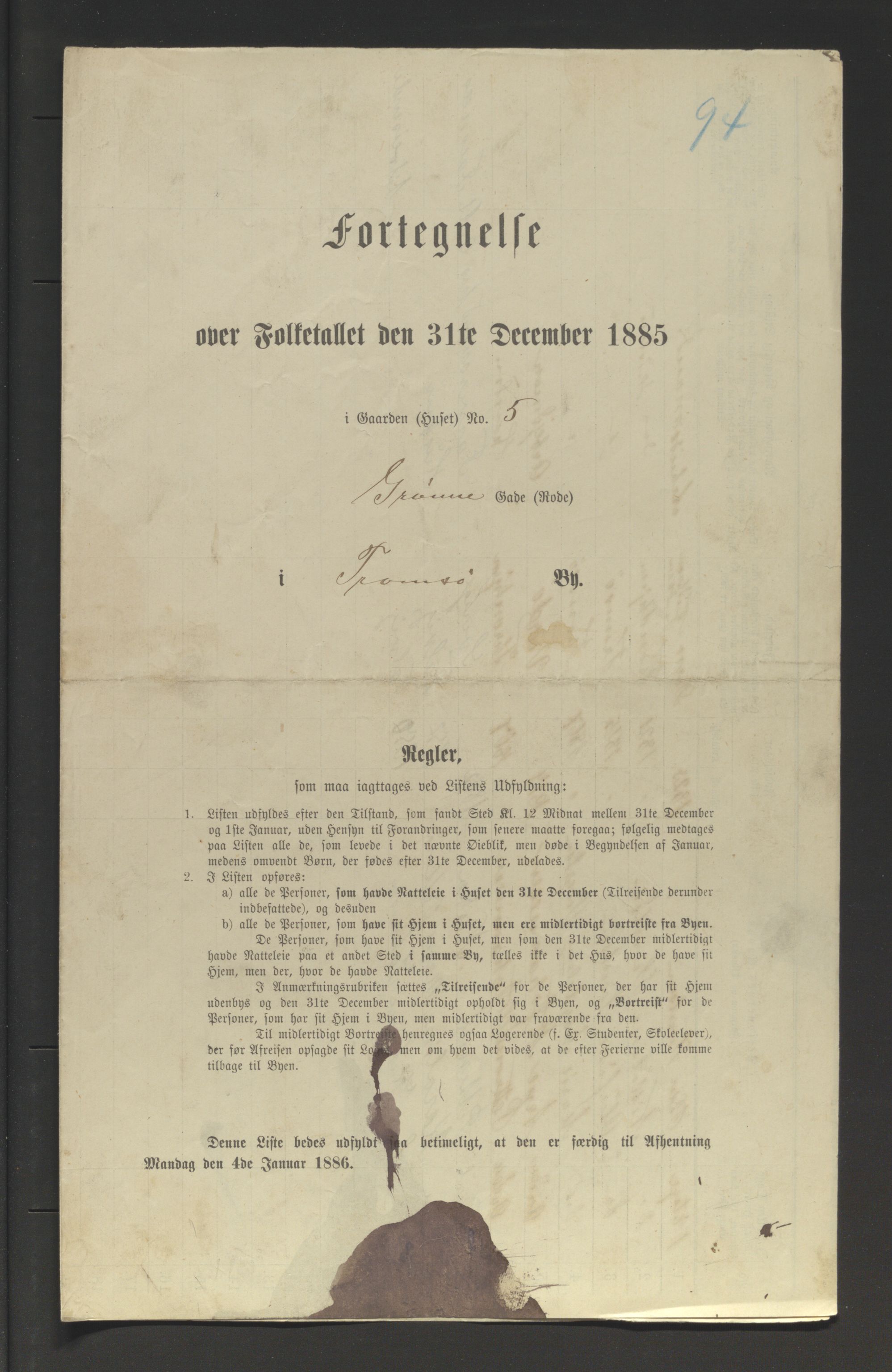 SATØ, Folketelling 1885 for 1902 Tromsø kjøpstad, 1885, s. 94a