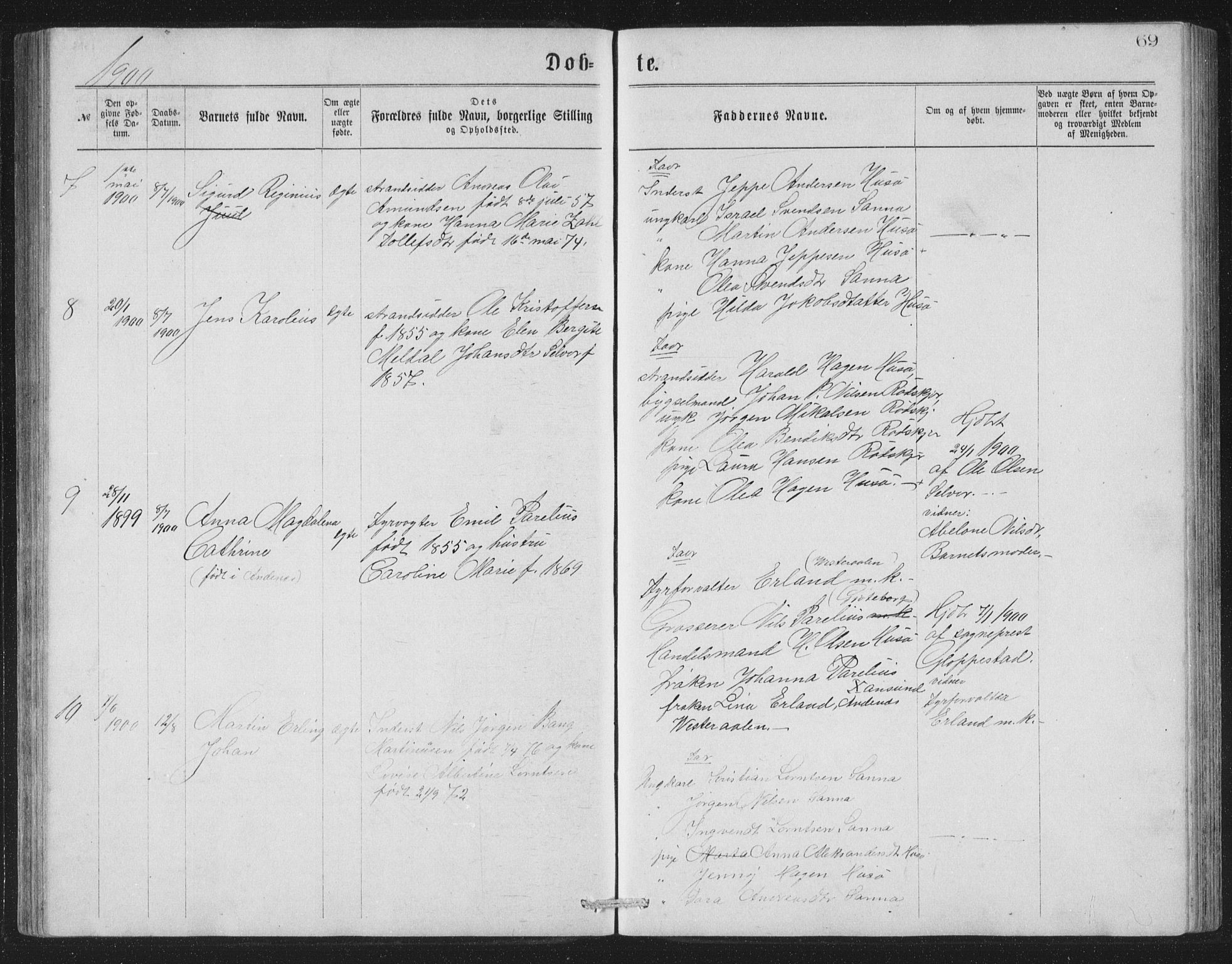 Ministerialprotokoller, klokkerbøker og fødselsregistre - Nordland, AV/SAT-A-1459/840/L0582: Klokkerbok nr. 840C02, 1874-1900, s. 69