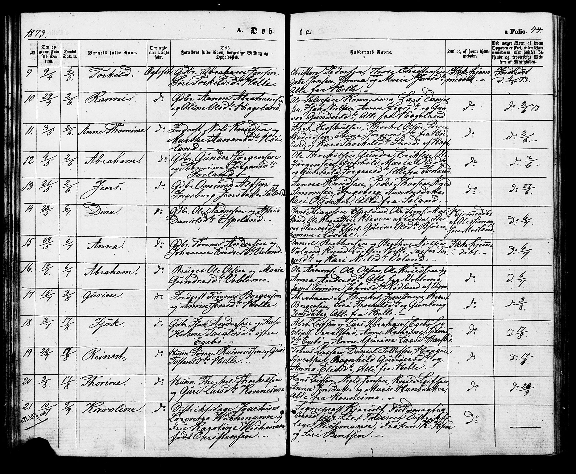Nord-Audnedal sokneprestkontor, AV/SAK-1111-0032/F/Fa/Faa/L0002: Ministerialbok nr. A 2, 1857-1882, s. 44