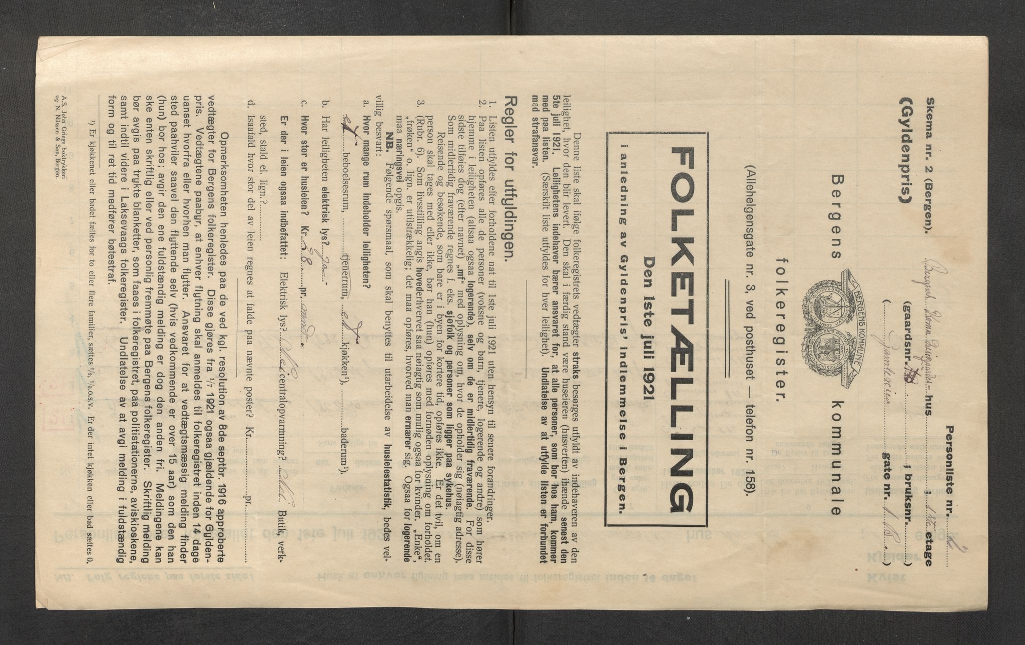 SAB, Kommunal folketelling 1921 for Gyldenpris ved overføring fra Laksevåg herred til Bergen kjøpstad, 1921, s. 15