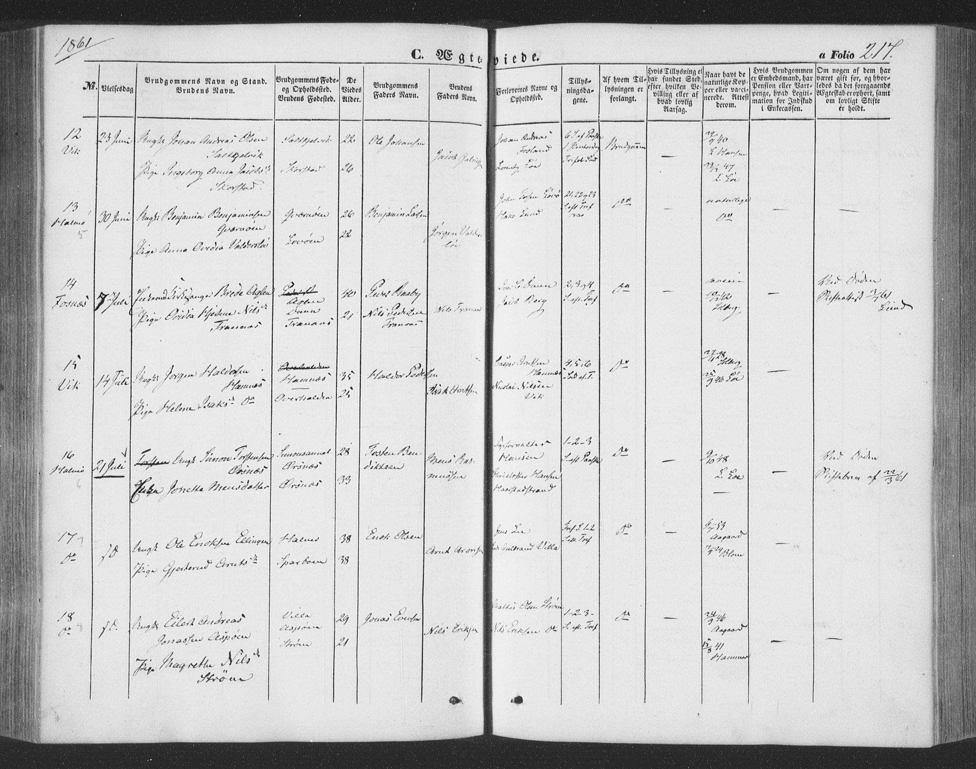 Ministerialprotokoller, klokkerbøker og fødselsregistre - Nord-Trøndelag, AV/SAT-A-1458/773/L0615: Ministerialbok nr. 773A06, 1857-1870, s. 217