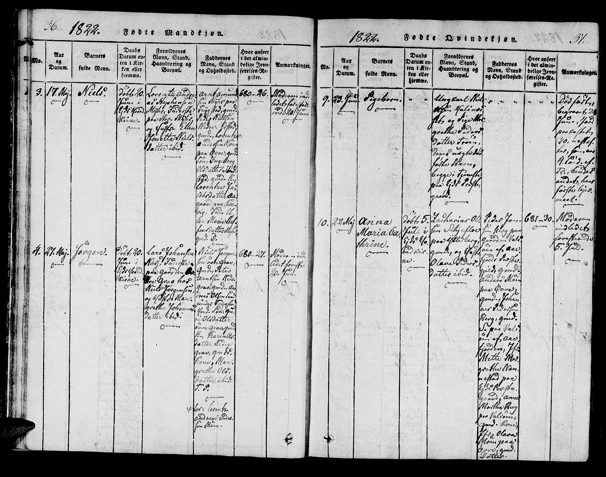 Ministerialprotokoller, klokkerbøker og fødselsregistre - Nord-Trøndelag, SAT/A-1458/722/L0217: Ministerialbok nr. 722A04, 1817-1842, s. 36-37