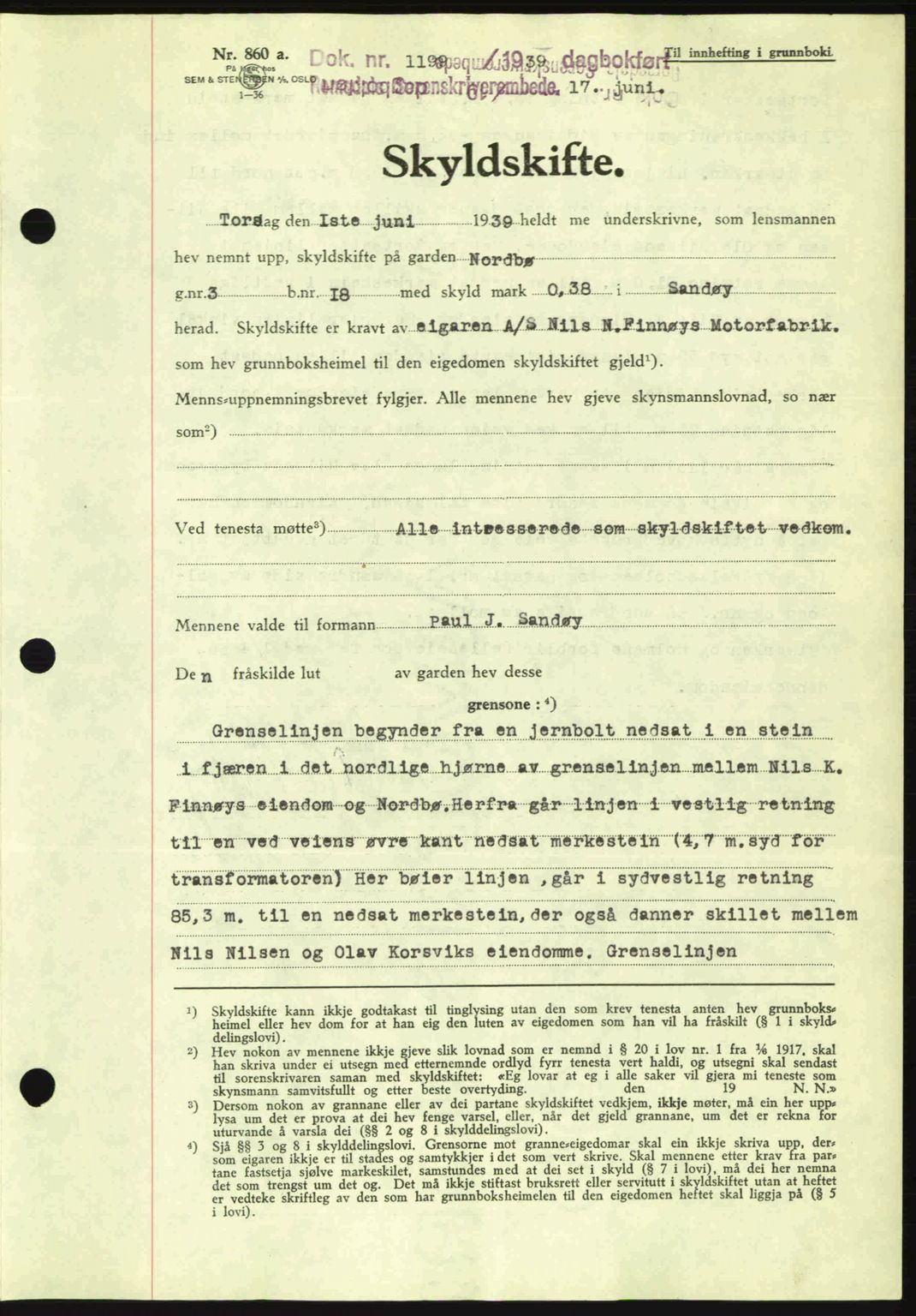 Romsdal sorenskriveri, AV/SAT-A-4149/1/2/2C: Pantebok nr. A7, 1939-1939, Dagboknr: 1199/1939