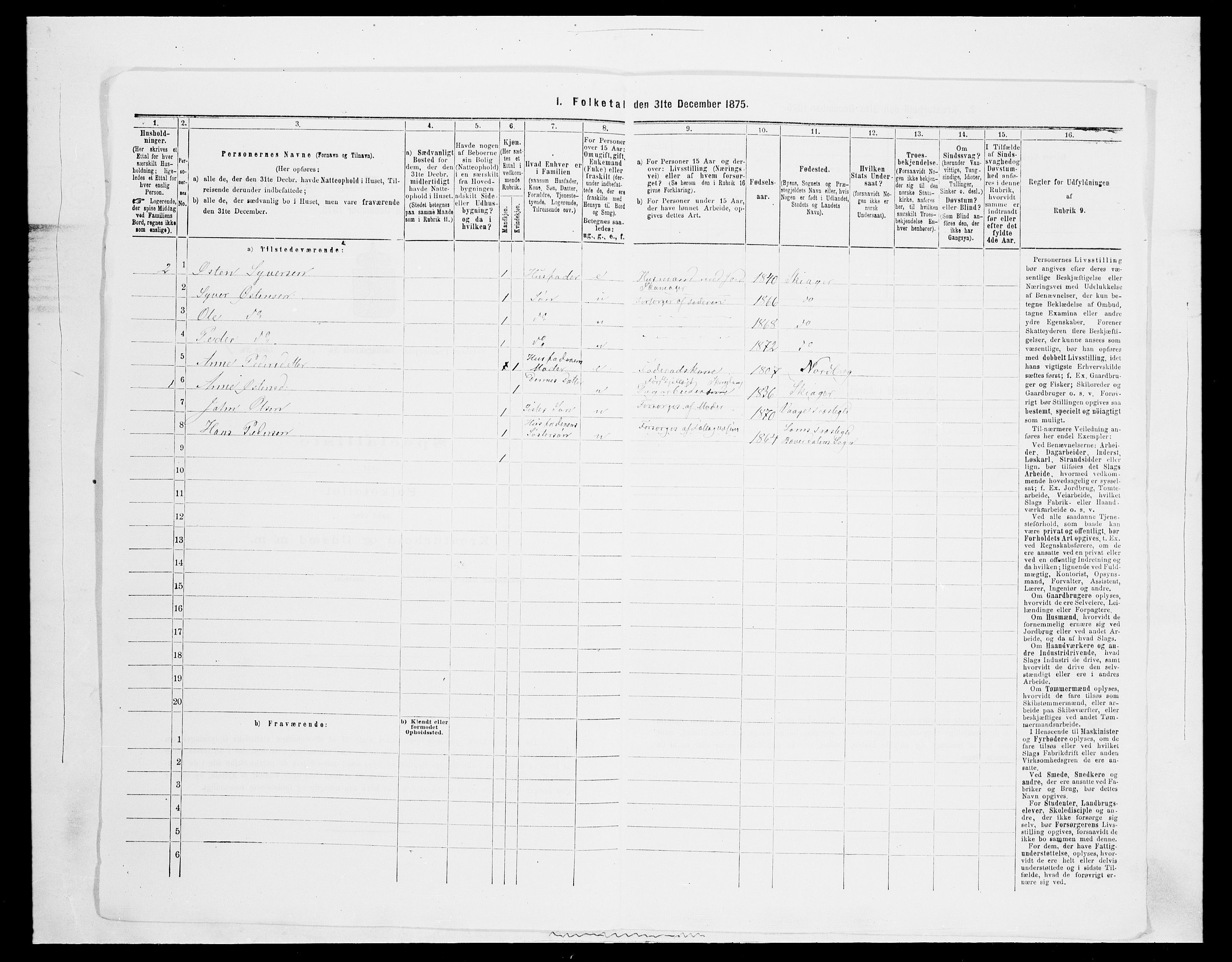 SAH, Folketelling 1875 for 0513P Skjåk prestegjeld, 1875, s. 300