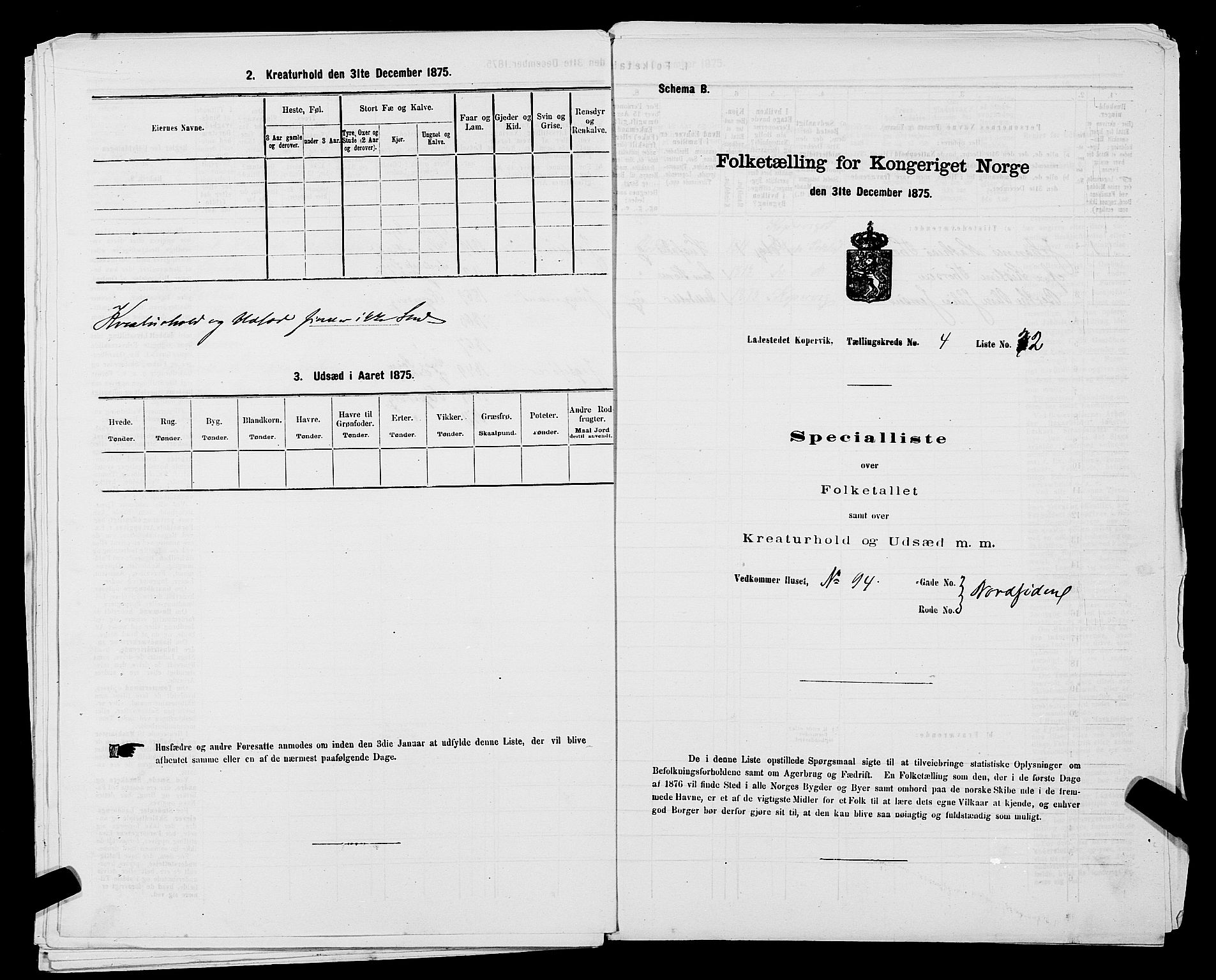 SAST, Folketelling 1875 for 1105B Avaldsnes prestegjeld, Kopervik ladested, 1875, s. 66