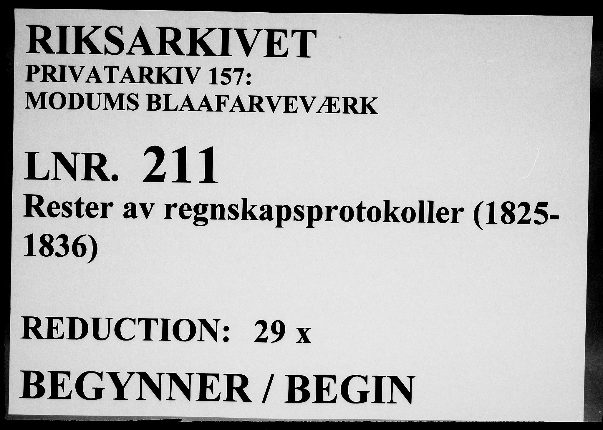 Modums Blaafarveværk, AV/RA-PA-0157/G/Gd/Gdb/L0211: Rester av regnskapsprotokoller, 1825-1836, s. 1