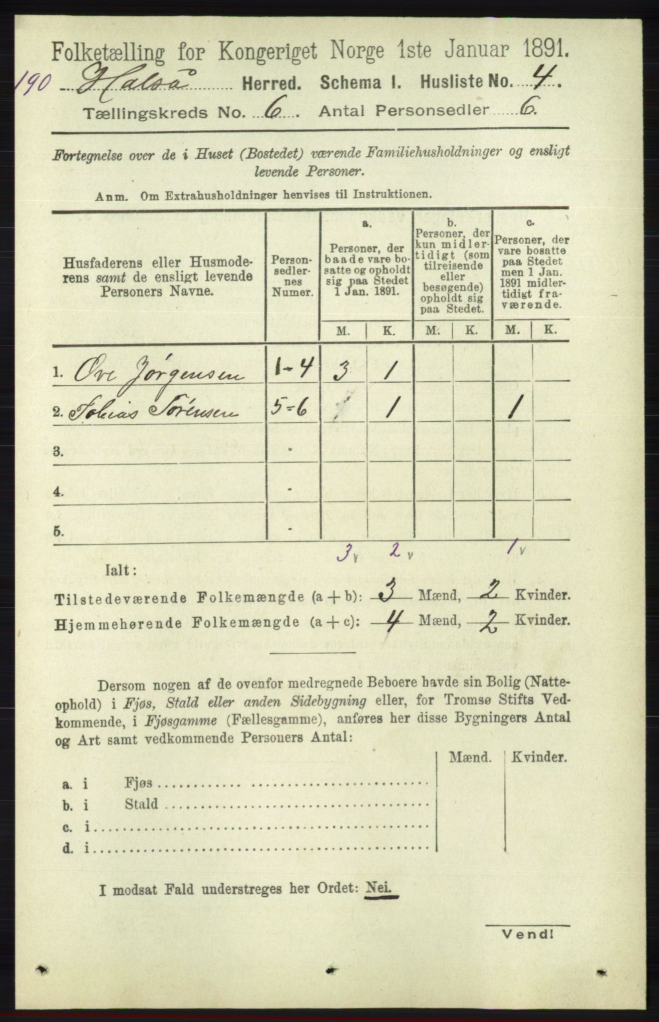 RA, Folketelling 1891 for 1019 Halse og Harkmark herred, 1891, s. 2314
