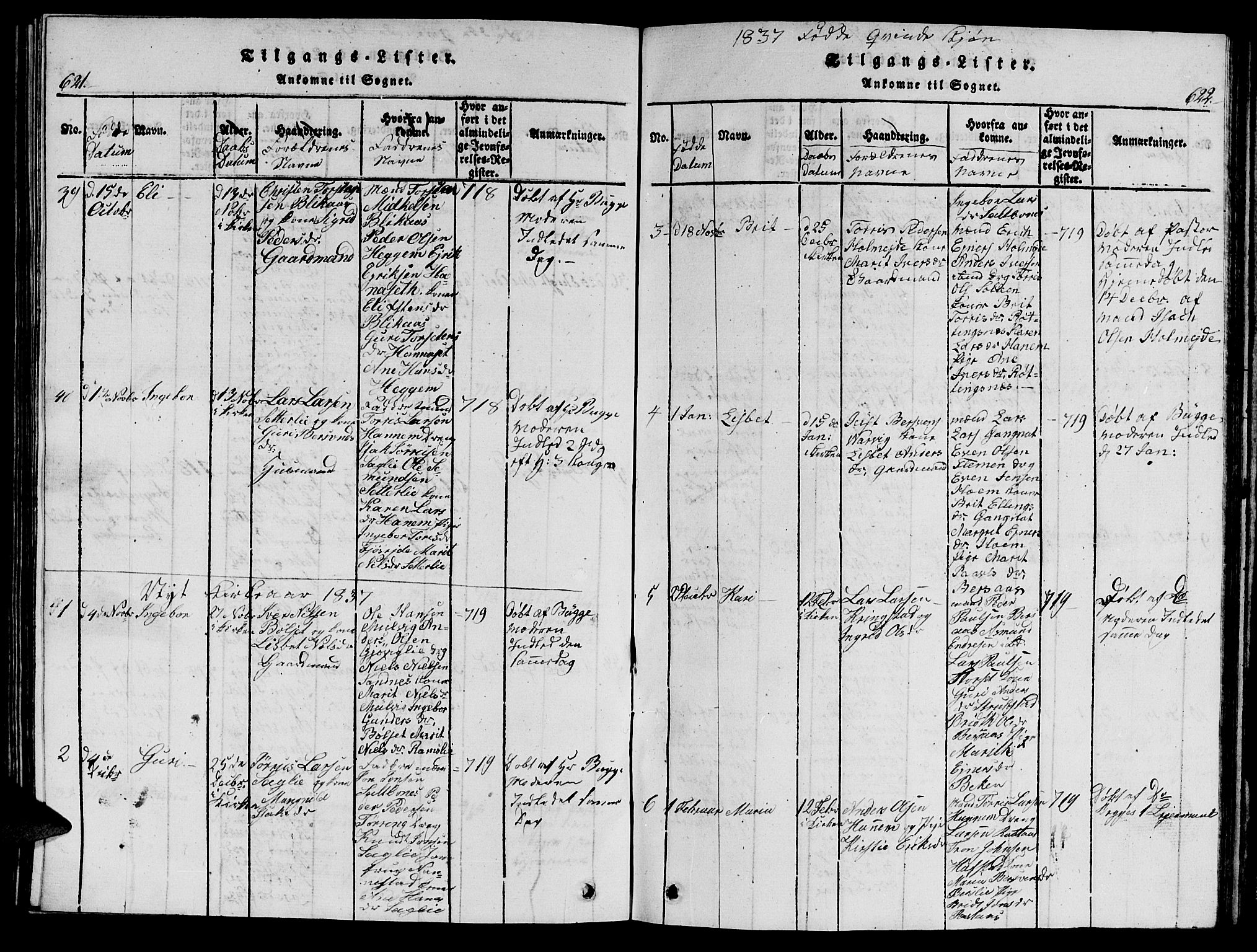 Ministerialprotokoller, klokkerbøker og fødselsregistre - Møre og Romsdal, AV/SAT-A-1454/586/L0990: Klokkerbok nr. 586C01, 1819-1837, s. 621-622