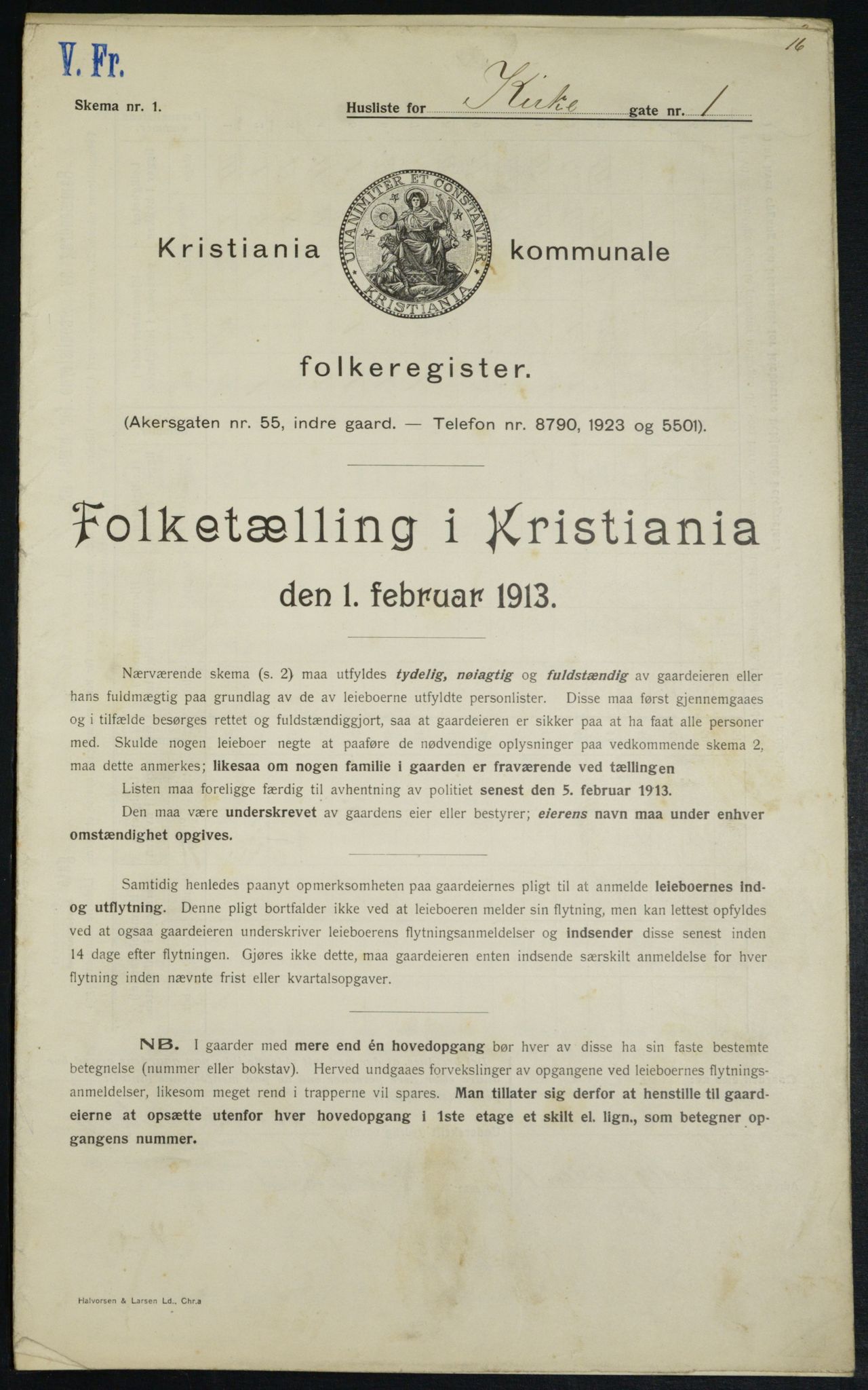 OBA, Kommunal folketelling 1.2.1913 for Kristiania, 1913, s. 49459